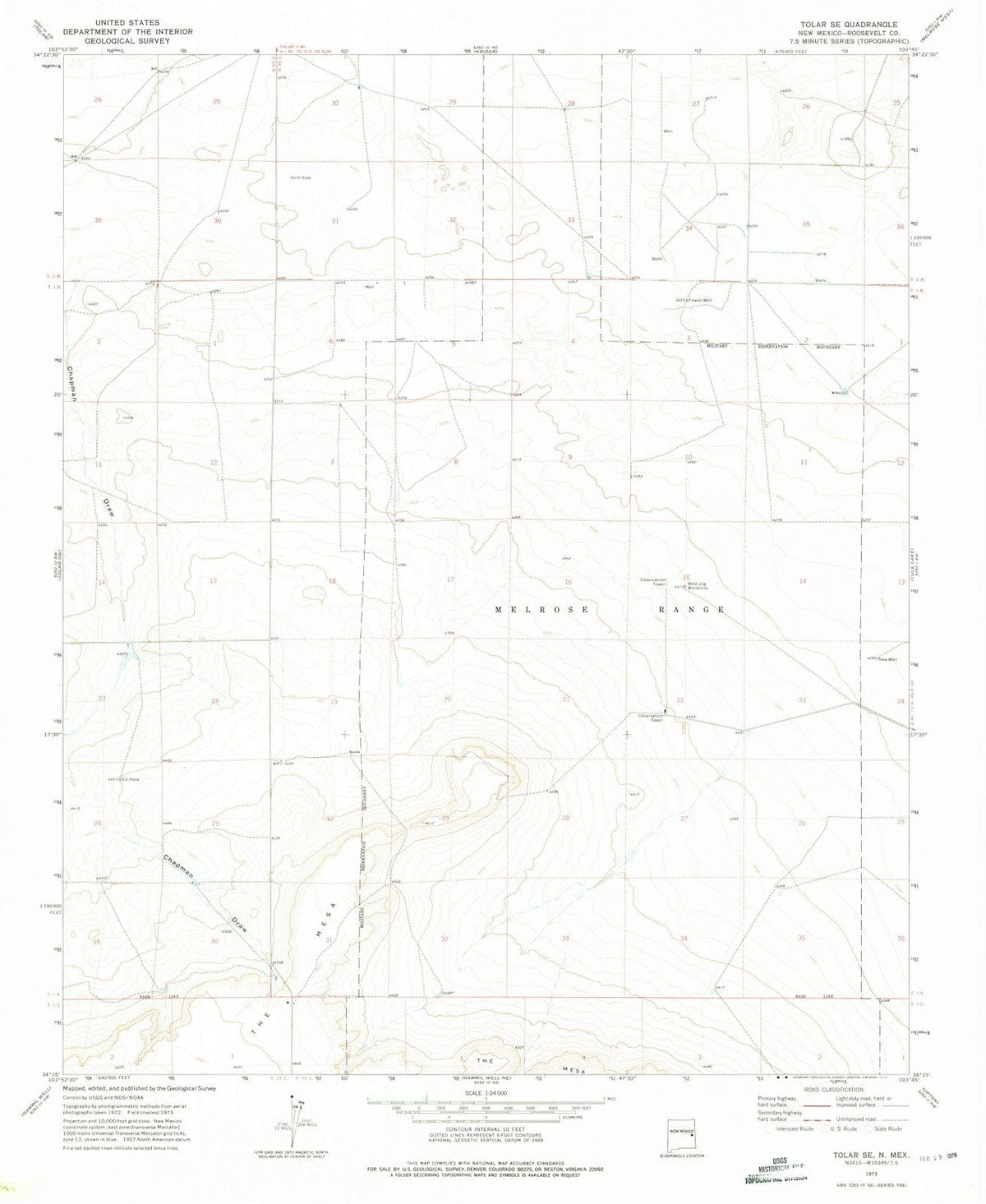 1973 Tolar, NM - New Mexico - USGS Topographic Map
