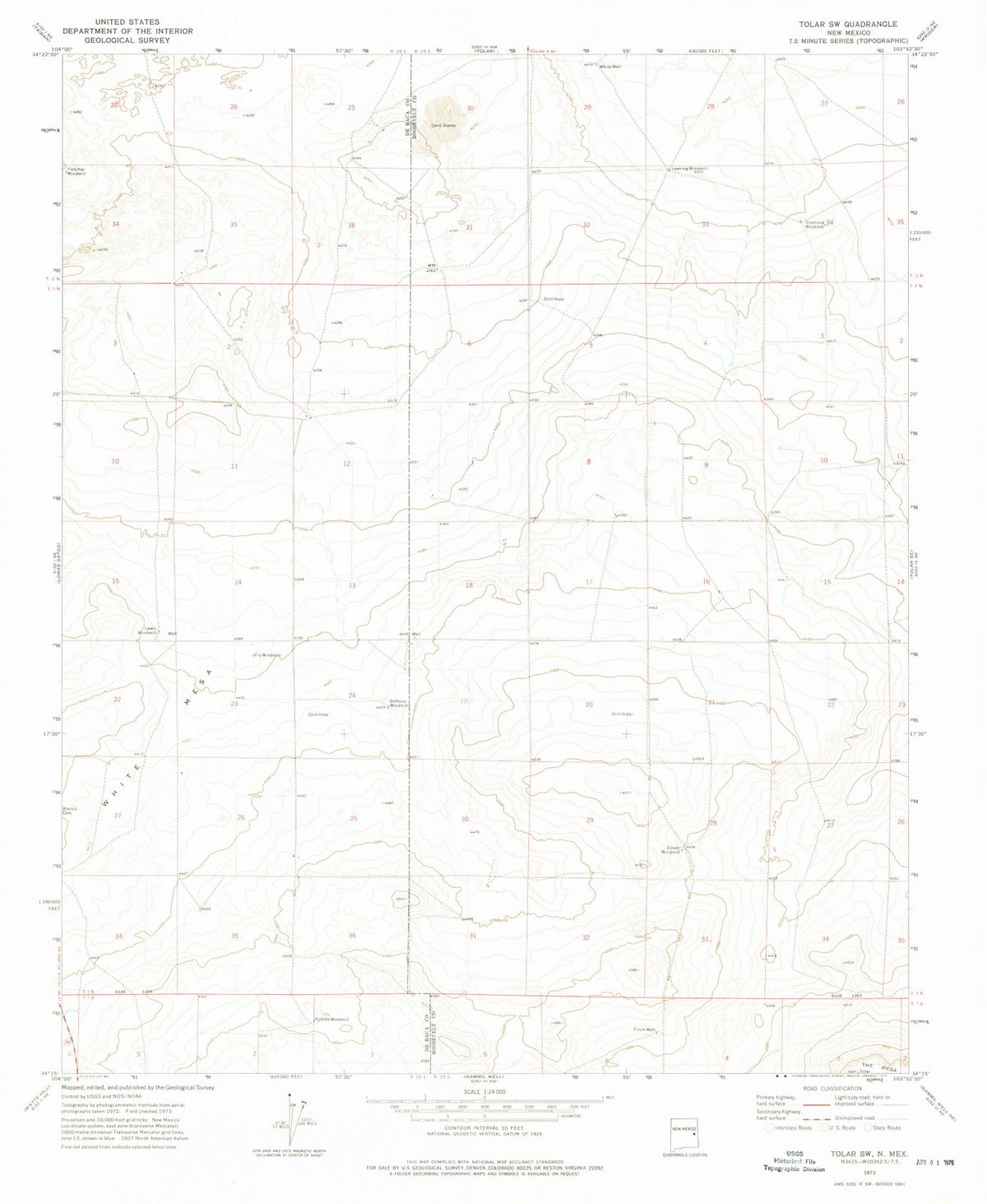 1973 Tolar, NM - New Mexico - USGS Topographic Map v2