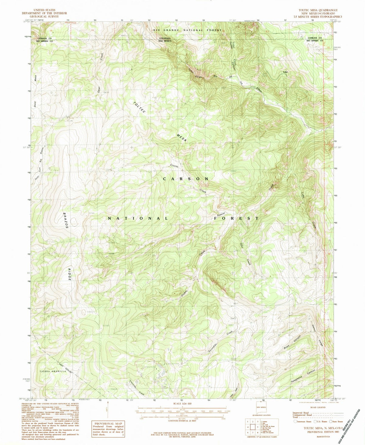 1983 Toltec Mesa, NM - New Mexico - USGS Topographic Map