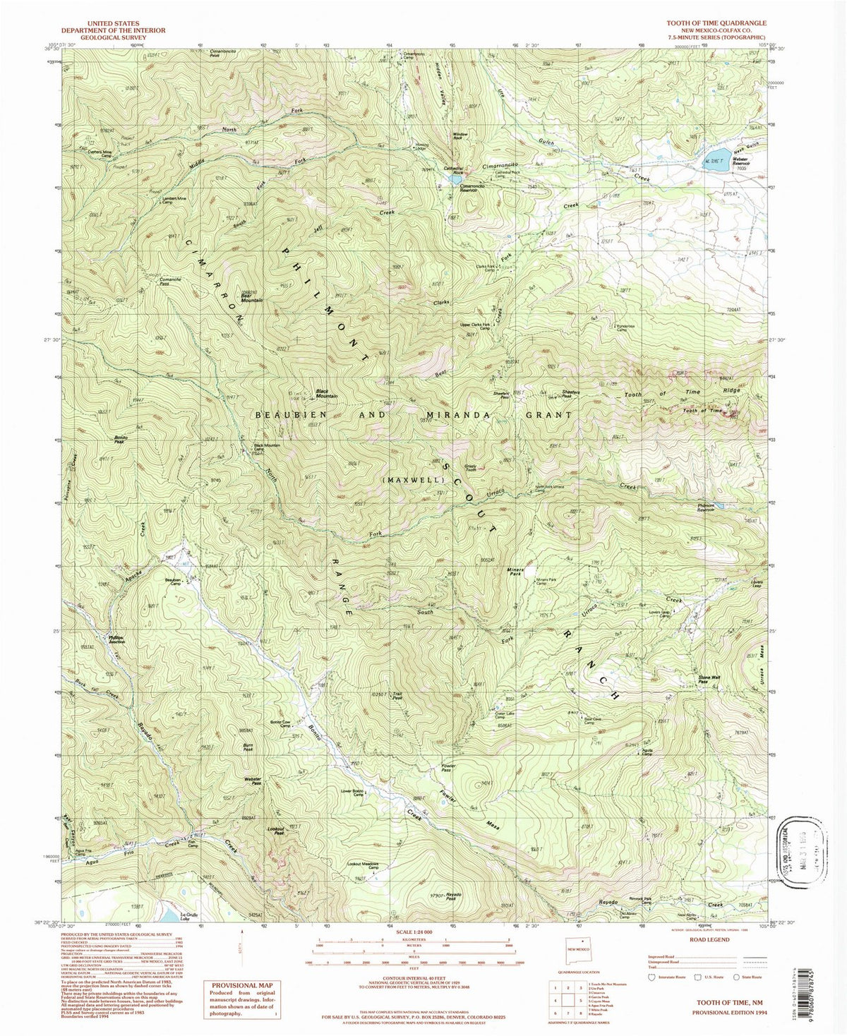 1994 Tooth of Time, NM - New Mexico - USGS Topographic Map