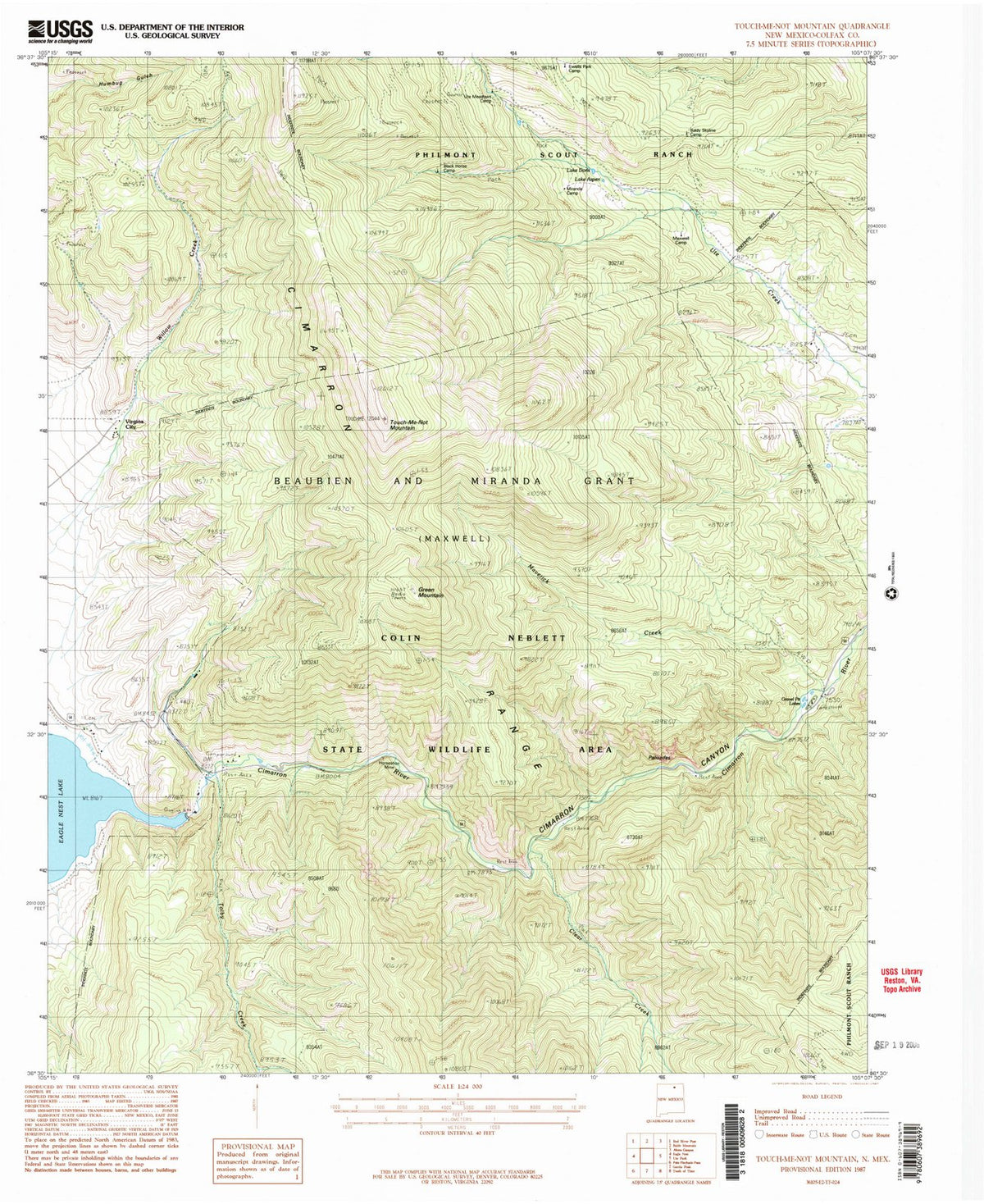1987 Touch, NM - Maine - USGS Topographic Map