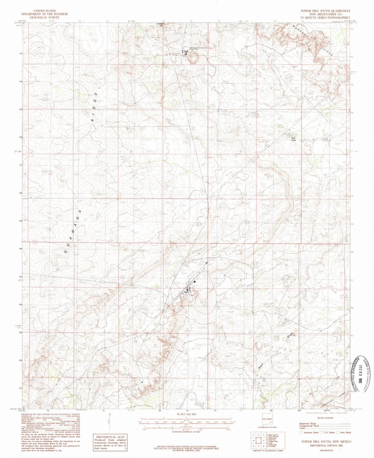 1985 Tower Hill South, NM - New Mexico - USGS Topographic Map
