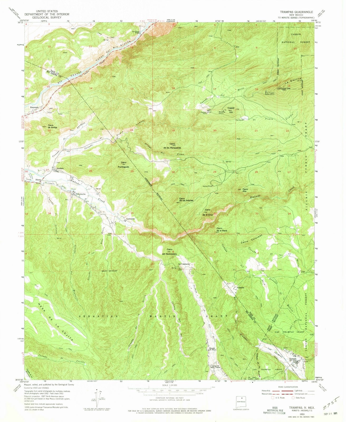 1953 Trampas, NM - New Mexico - USGS Topographic Map