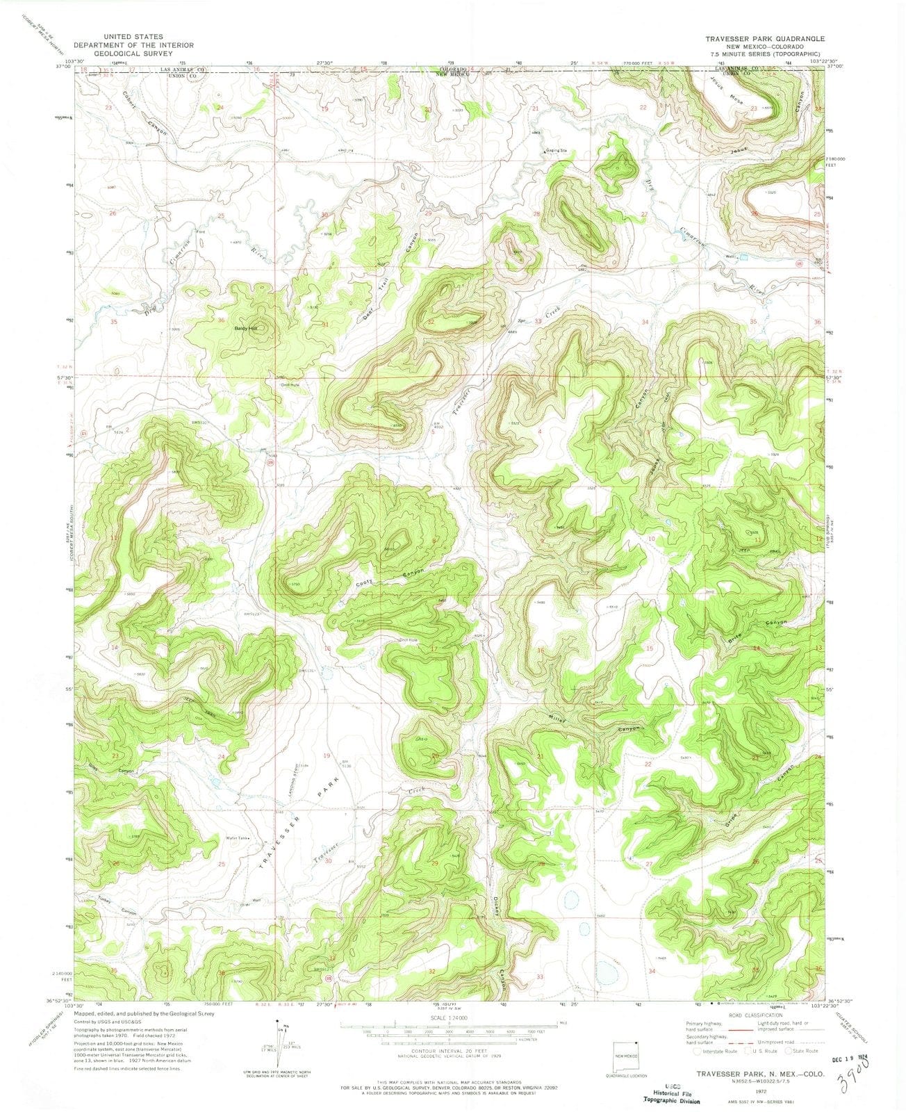 1972 Travesser Park, NM - New Mexico - USGS Topographic Map
