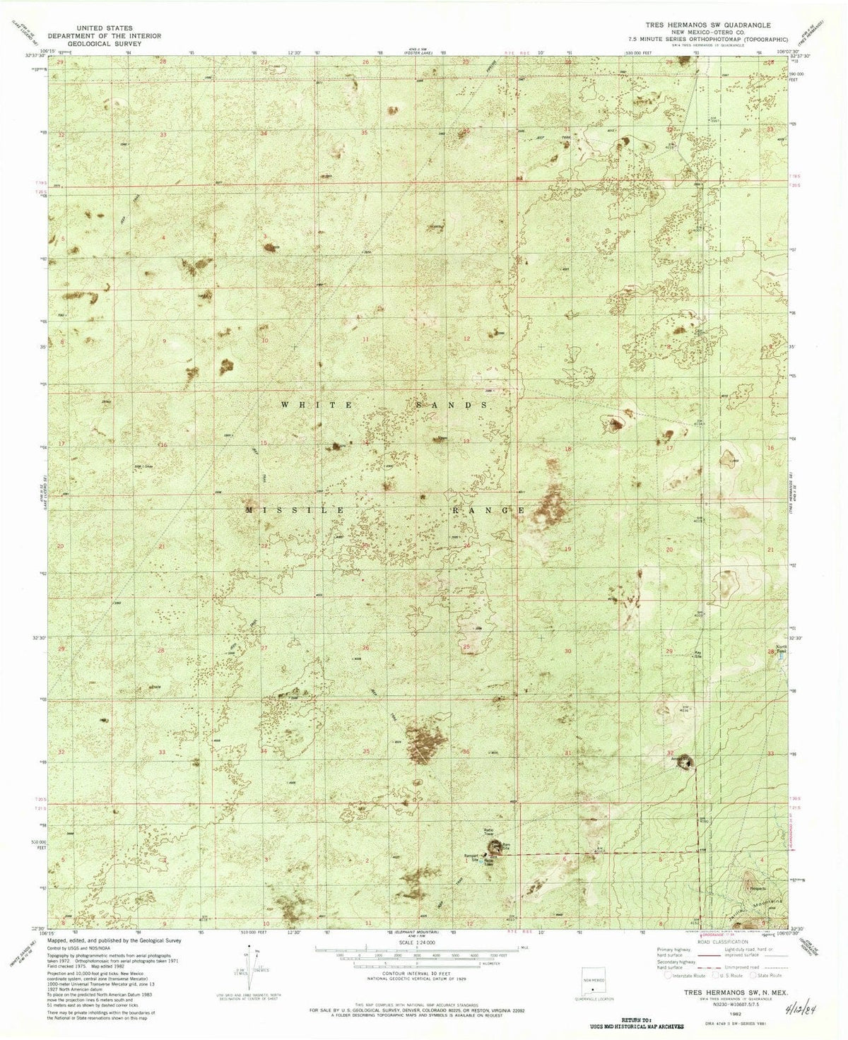 1982 Tres Hermanos, NM - New Mexico - USGS Topographic Map v2