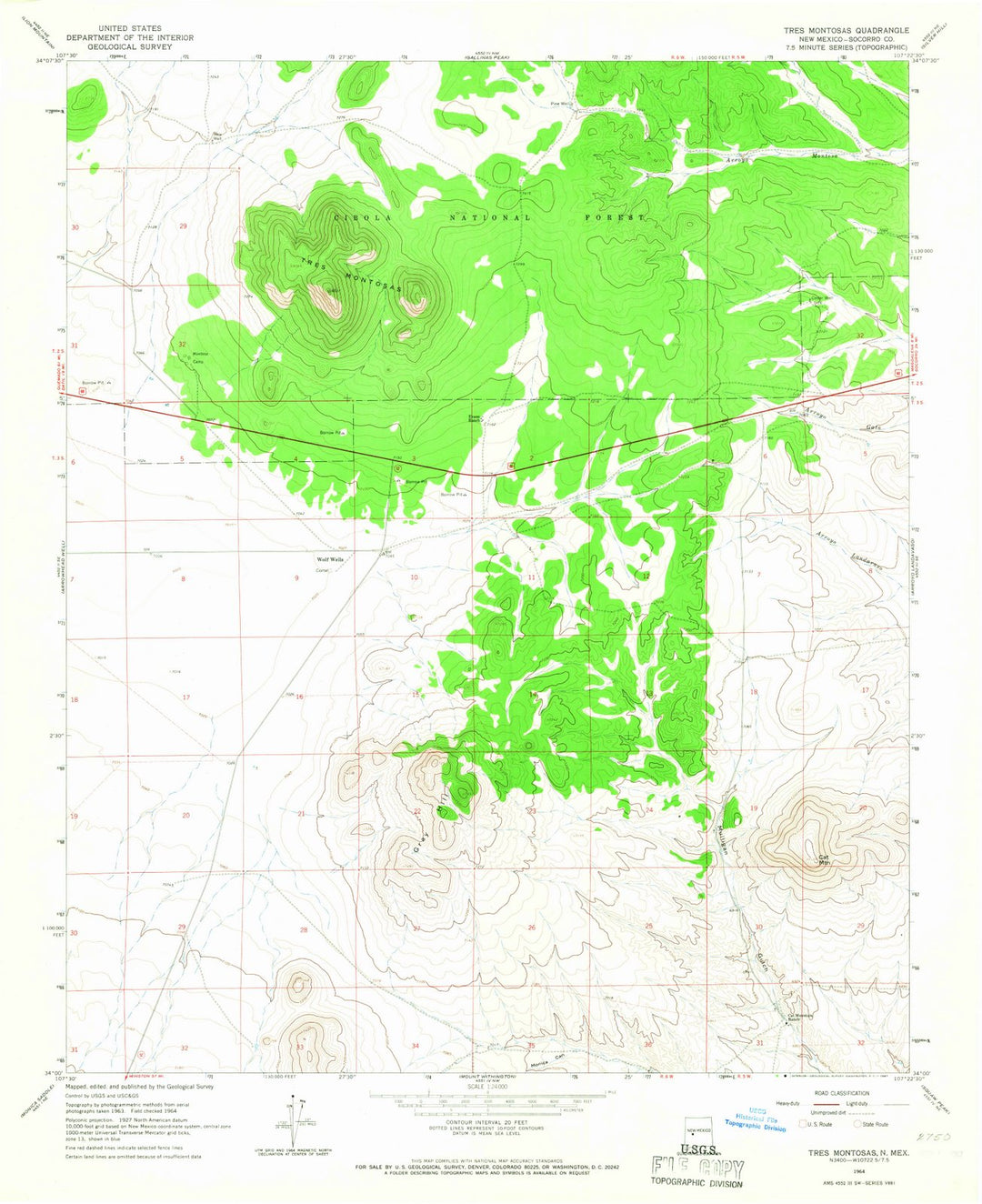 1964 Tres Montosas, NM - New Mexico - USGS Topographic Map