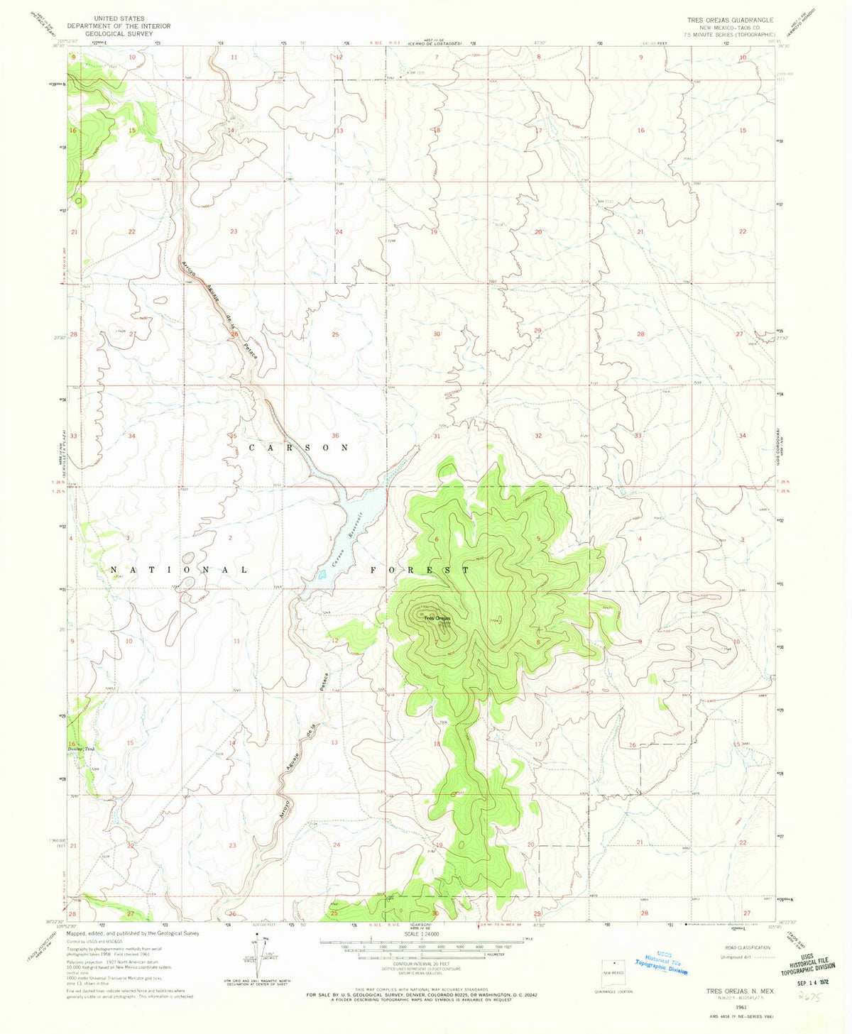 1961 Tres Orejas, NM - New Mexico - USGS Topographic Map
