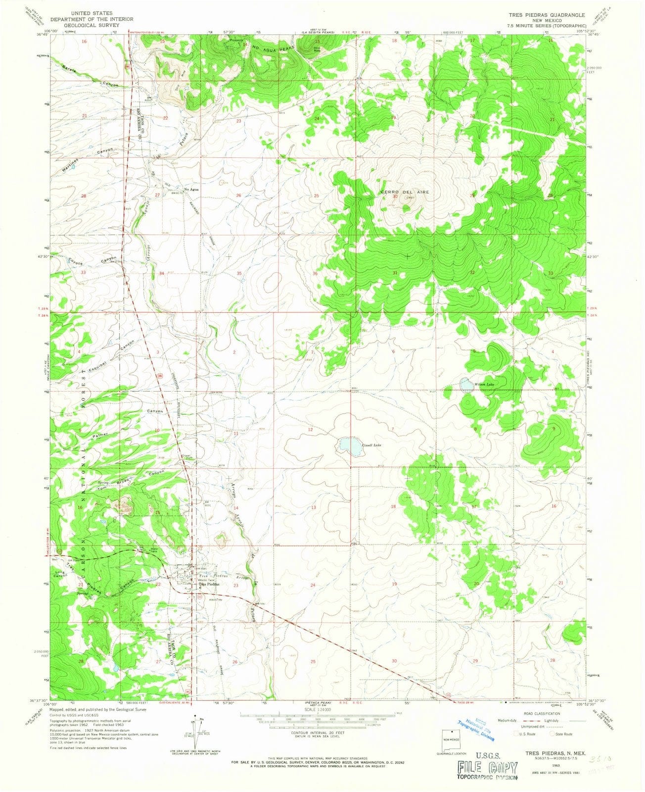 1963 Tres Piedras, NM - New Mexico - USGS Topographic Map v2