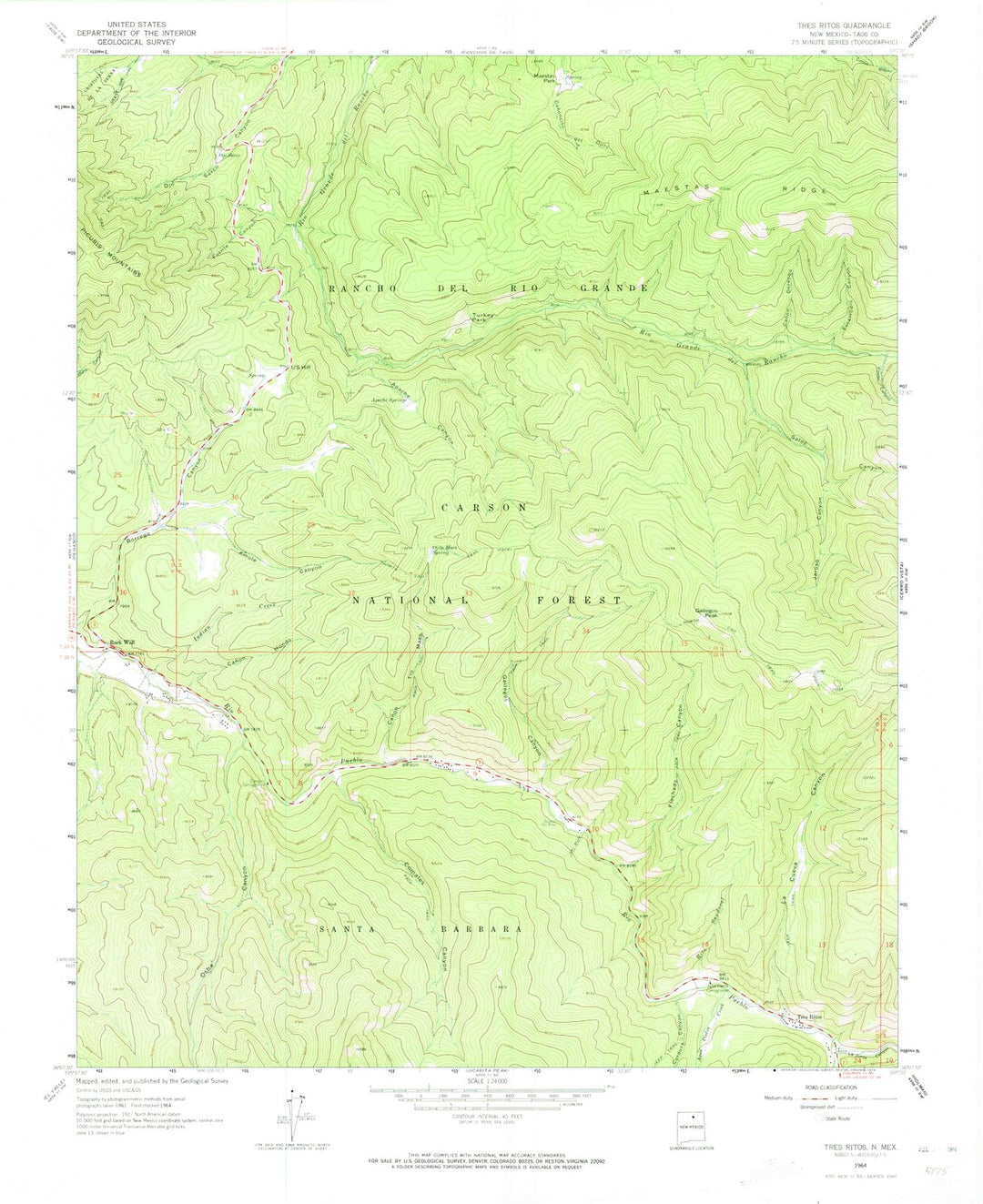 1964 Tres Ritos, NM - New Mexico - USGS Topographic Map