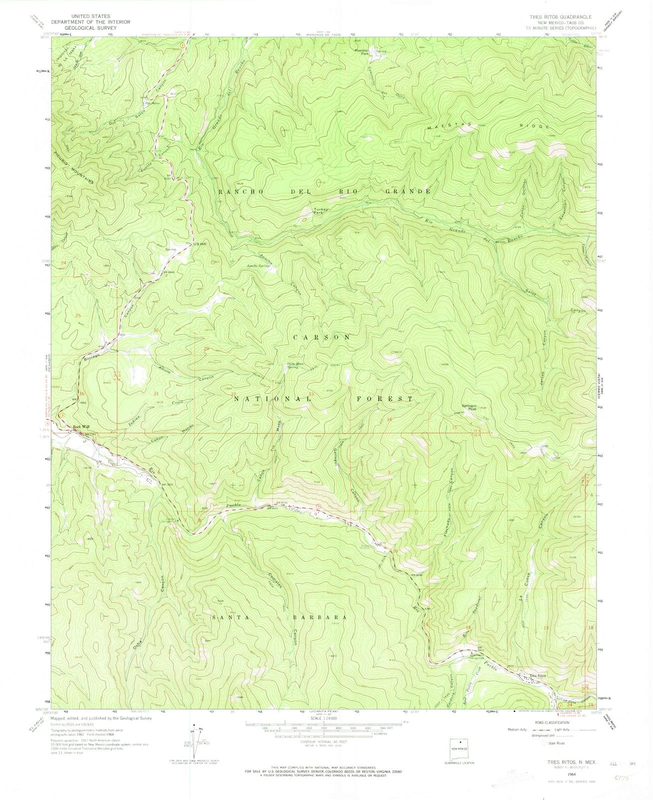 1964 Tres Ritos, NM - New Mexico - USGS Topographic Map