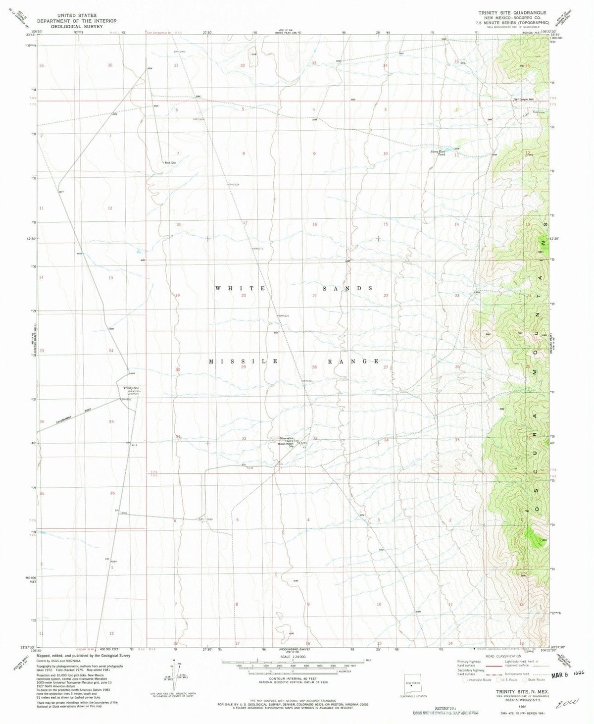 1981 Trinity Site, NM - New Mexico - USGS Topographic Map