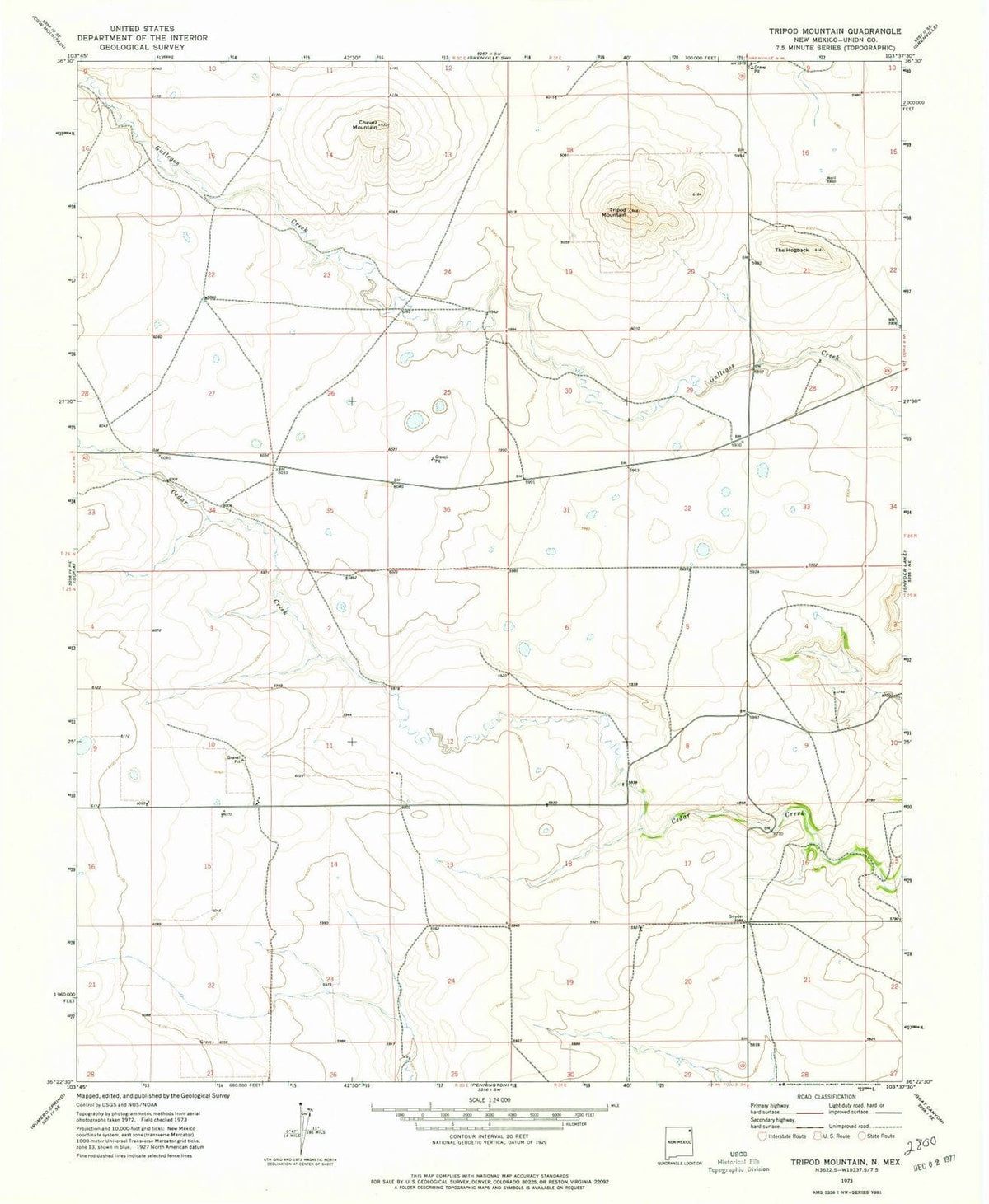 1973 Tripod Mountain, NM - New Mexico - USGS Topographic Map