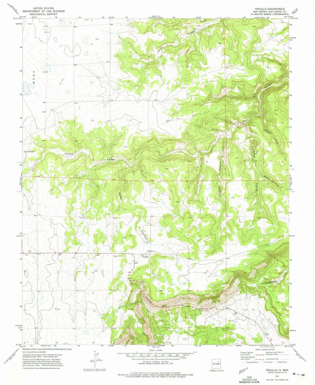 1971 Trujillo, NM - New Mexico - USGS Topographic Map