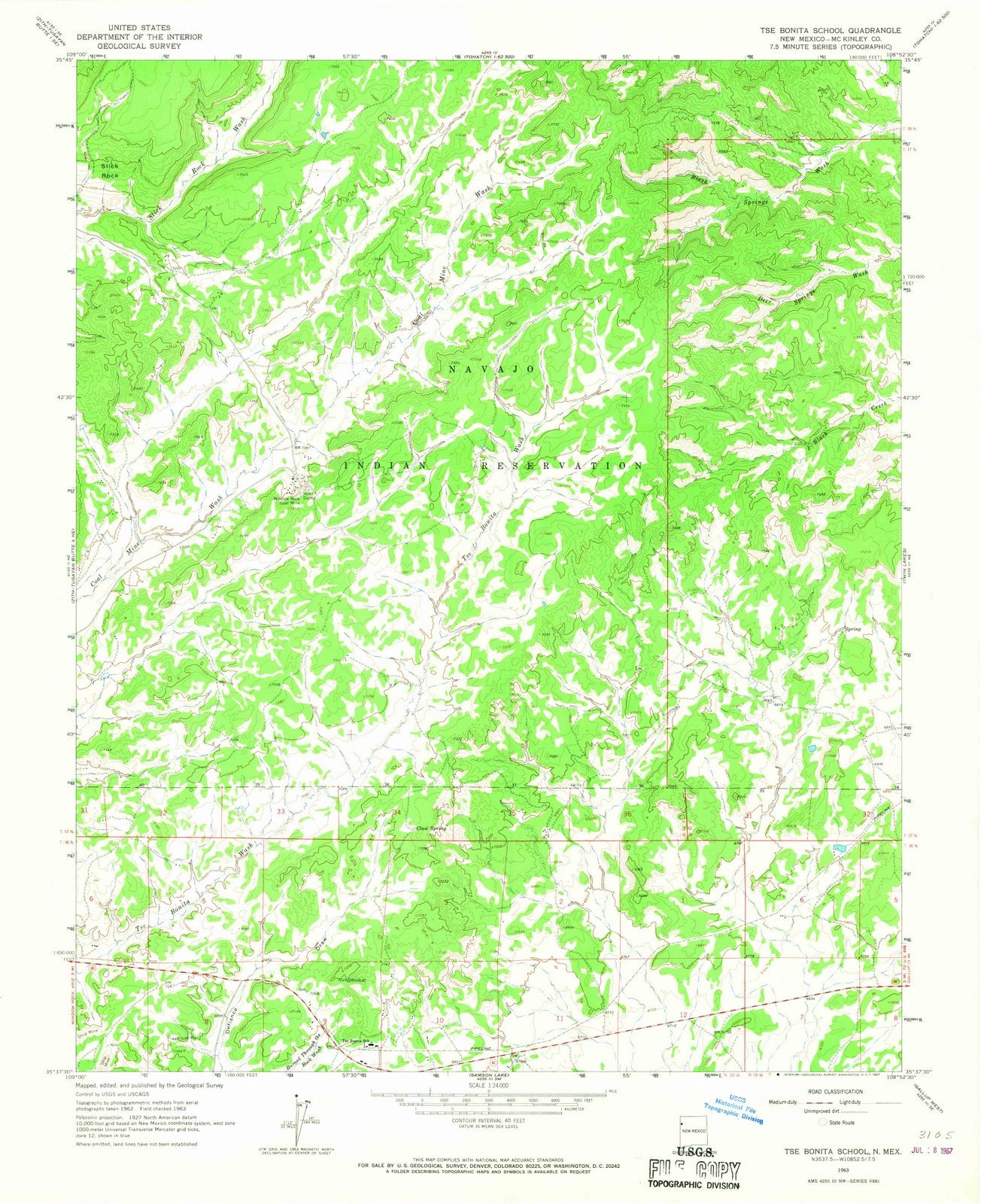 1963 Tse Bonita School, NM - New Mexico - USGS Topographic Map