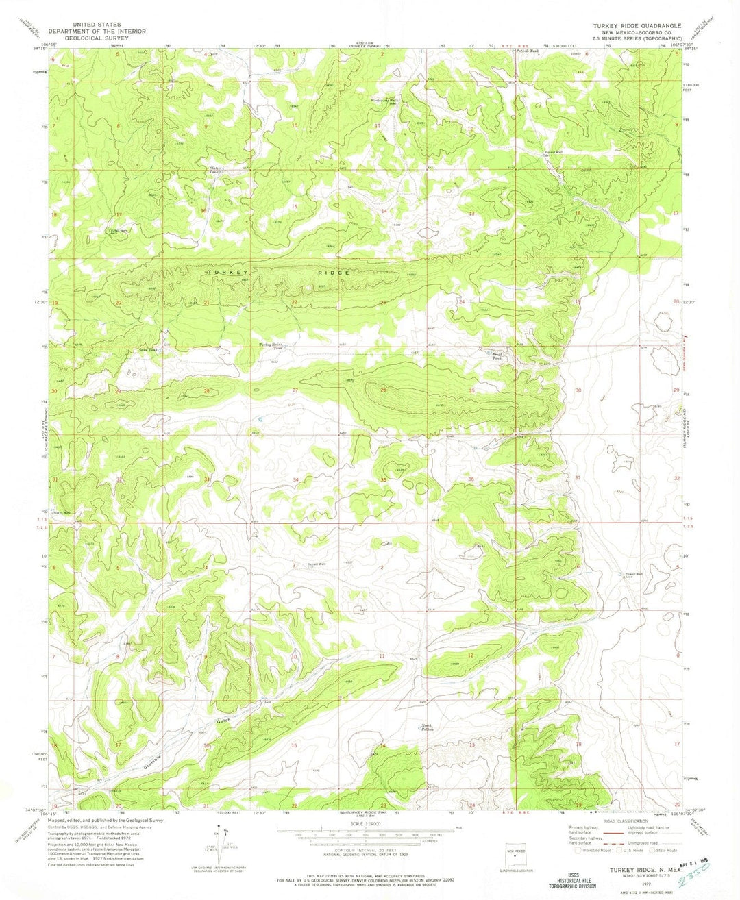 1972 Turkey Ridge, NM - New Mexico - USGS Topographic Map v3