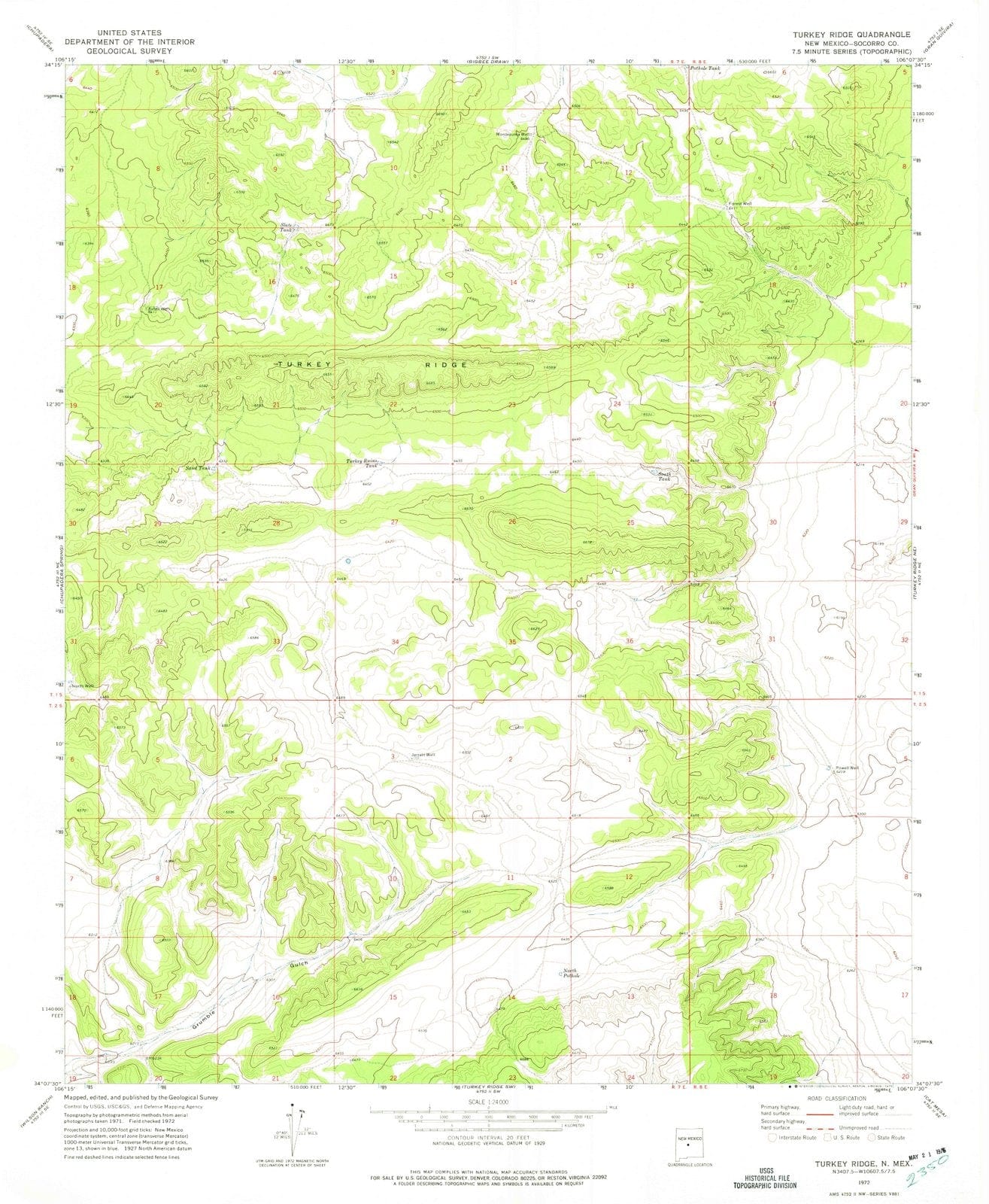 1972 Turkey Ridge, NM - New Mexico - USGS Topographic Map v3