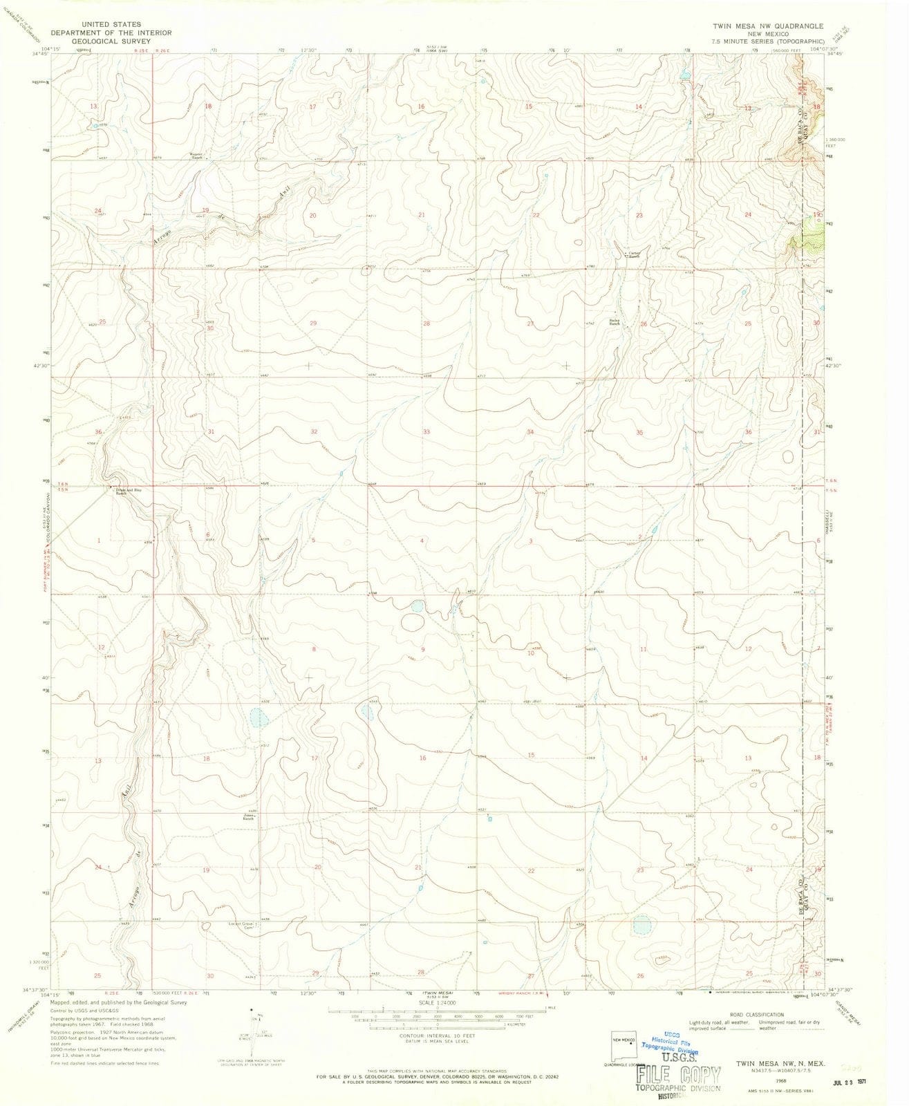 1968 Twin Mesa, NM - New Mexico - USGS Topographic Map