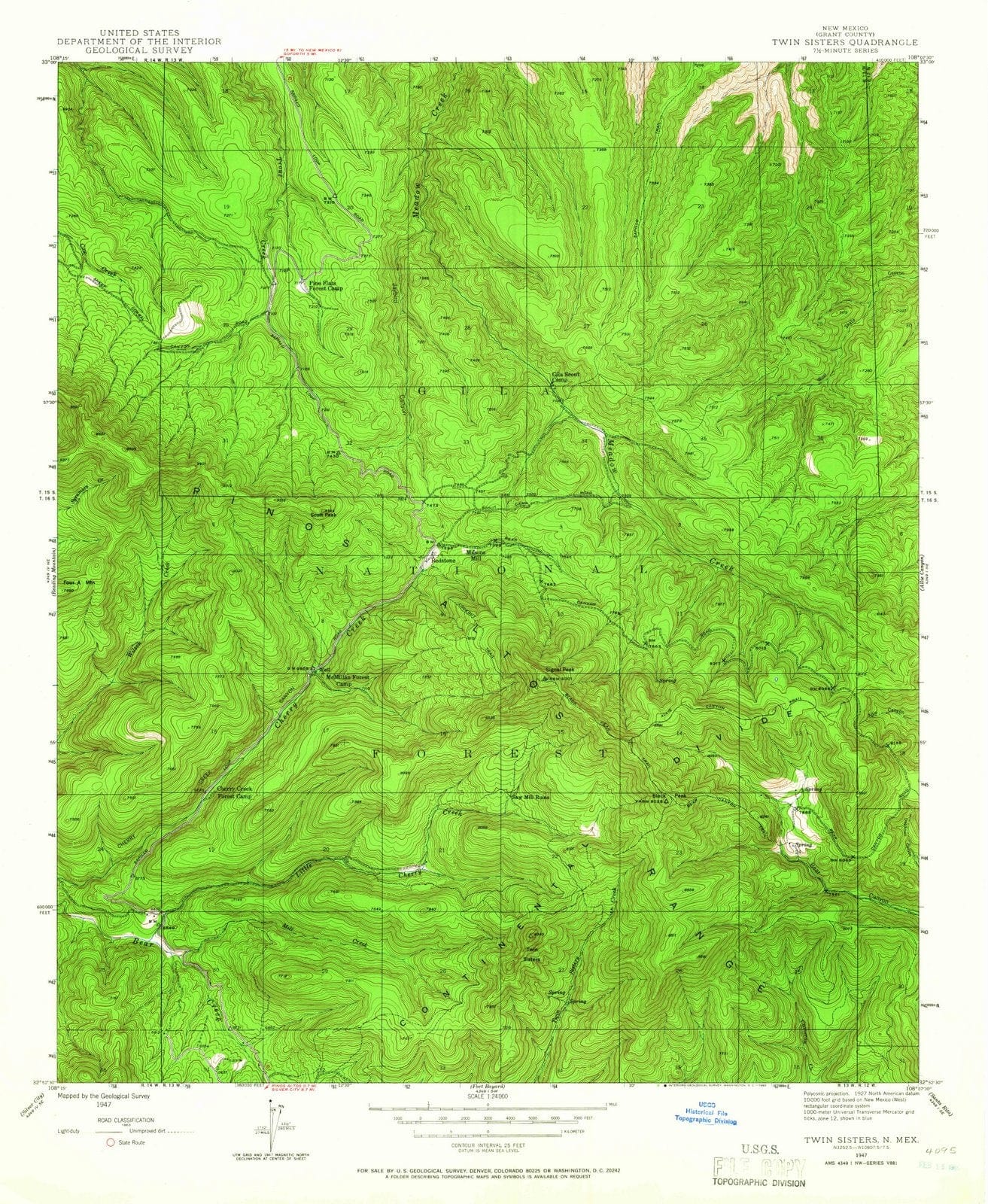 1947 Twin Sisters, NM - New Mexico - USGS Topographic Map