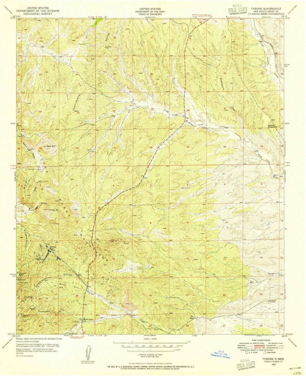 1950 Tyrone, NM - New Mexico - USGS Topographic Map