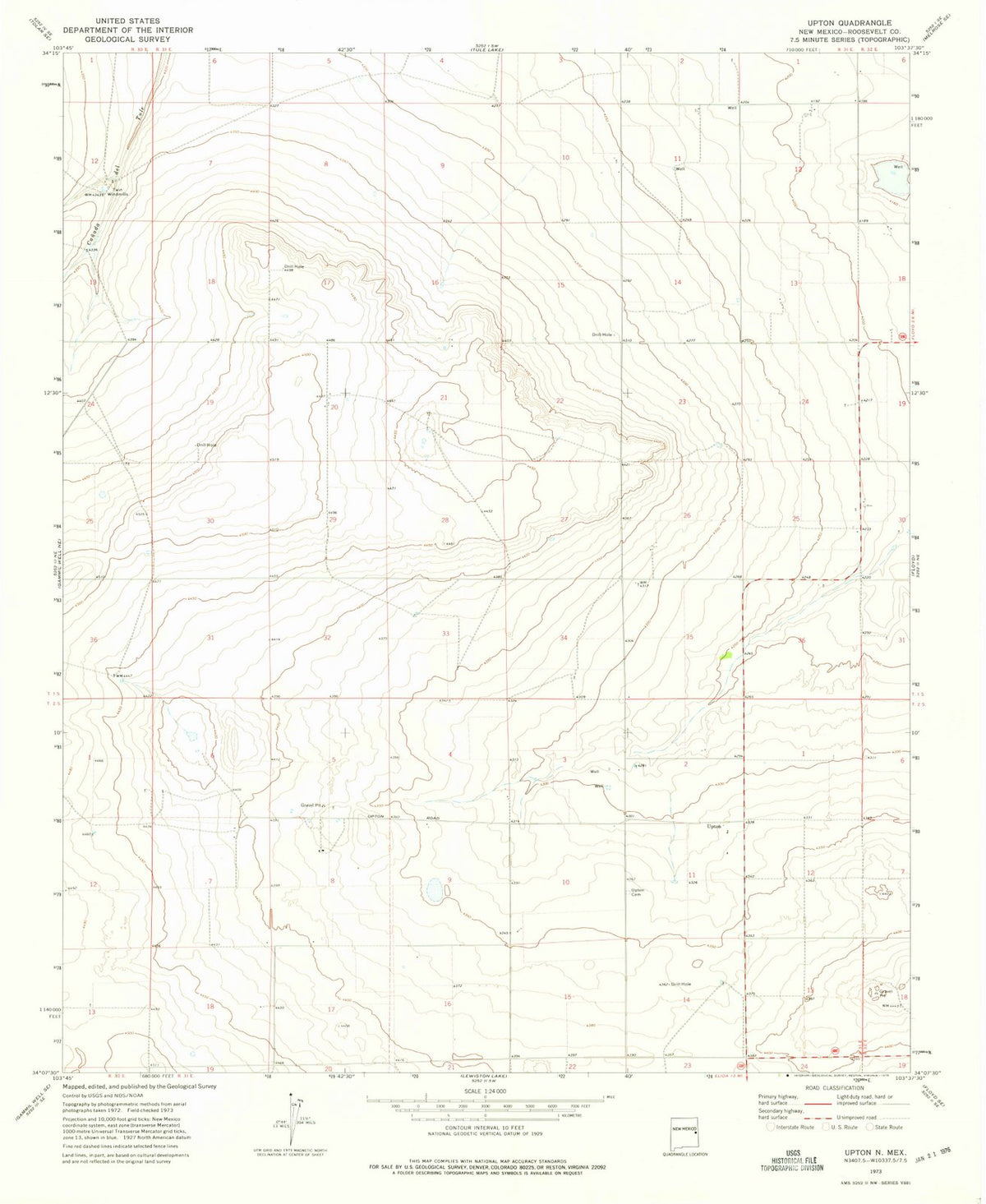 1973 Upton, NM - New Mexico - USGS Topographic Map
