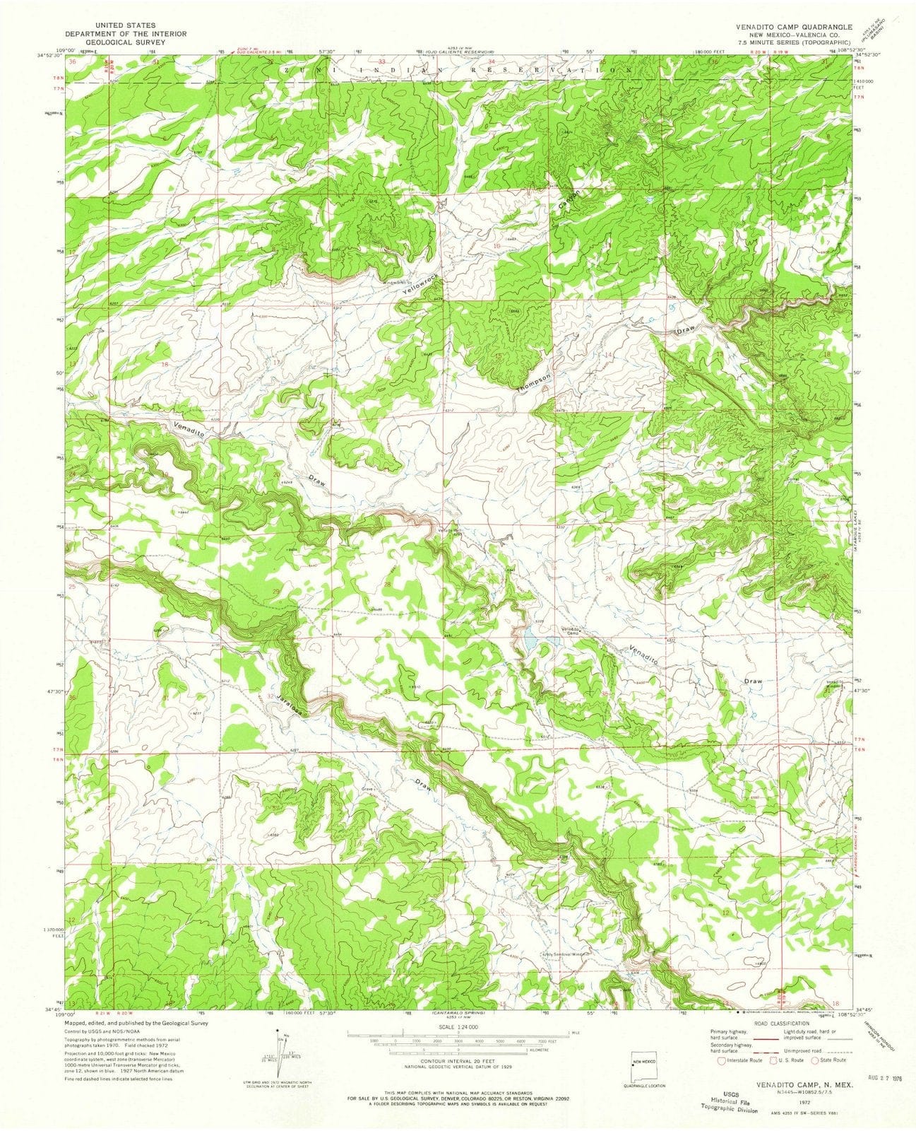 1972 Venadito Camp, NM - New Mexico - USGS Topographic Map