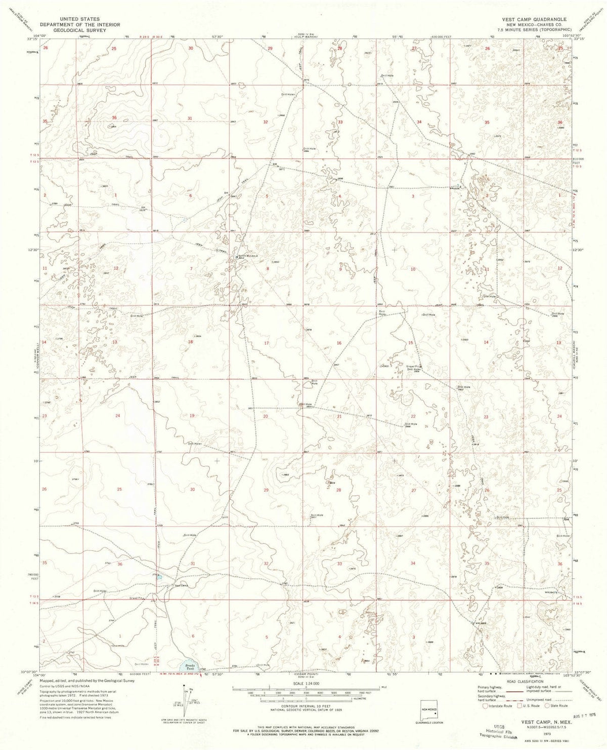 1973 Vest Camp, NM - New Mexico - USGS Topographic Map