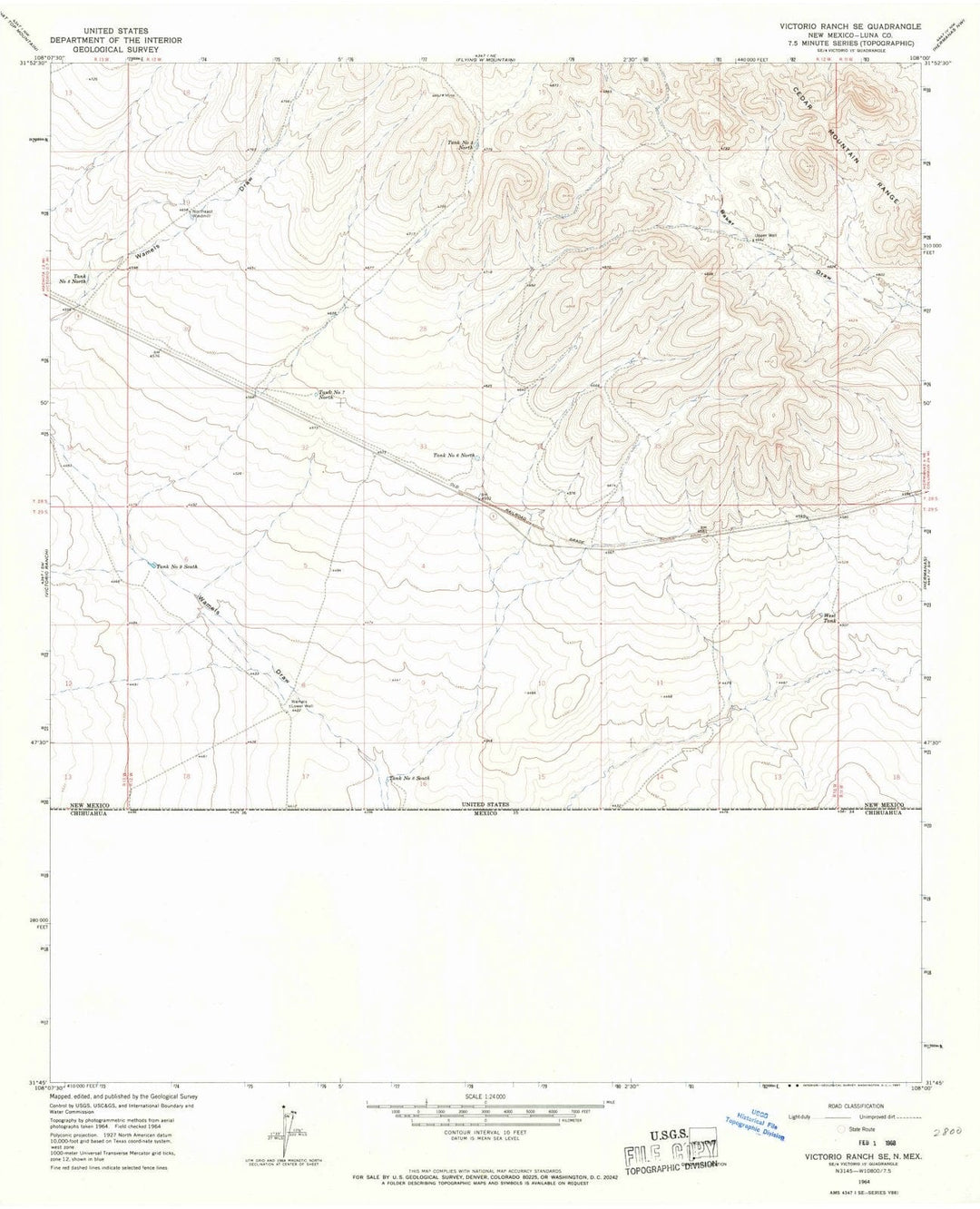 1964 Victorio Ranch, NM - New Mexico - USGS Topographic Map
