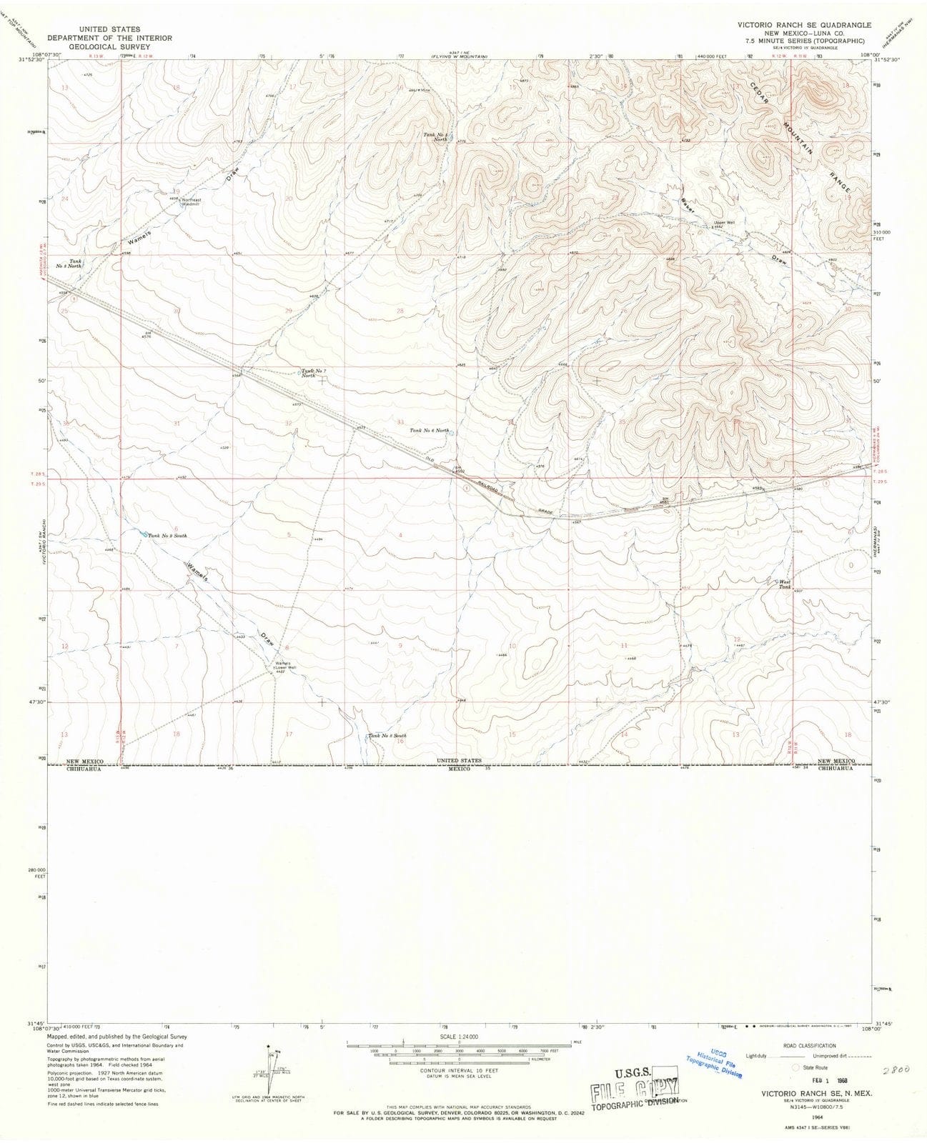 1964 Victorio Ranch, NM - New Mexico - USGS Topographic Map