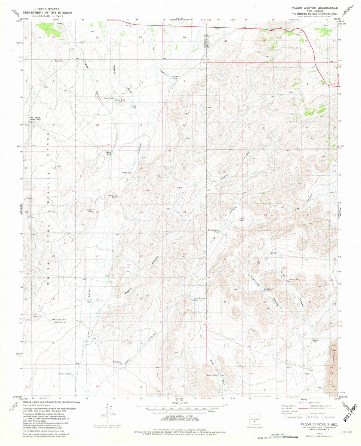 1982 Wagon Canyon, NM - New Mexico - USGS Topographic Map