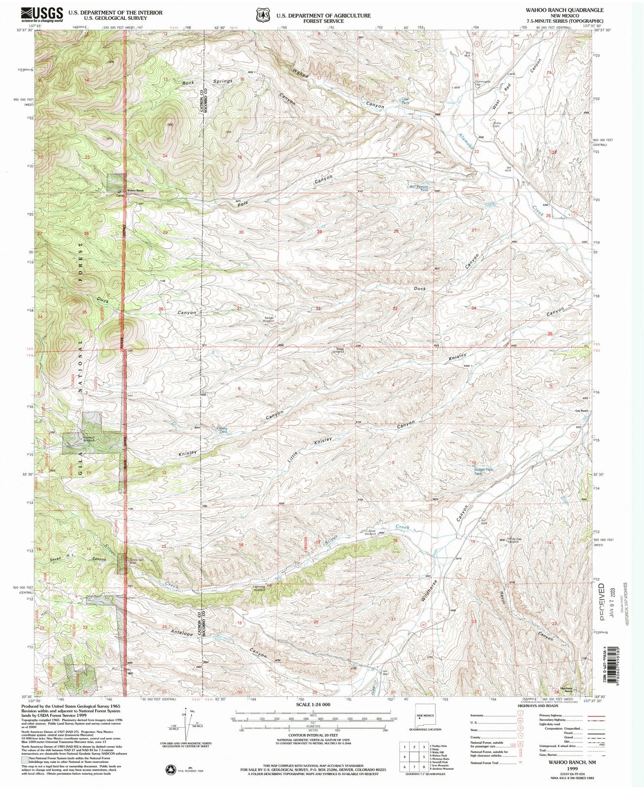 1999 Wahoo Ranch, NM - New Mexico - USGS Topographic Map