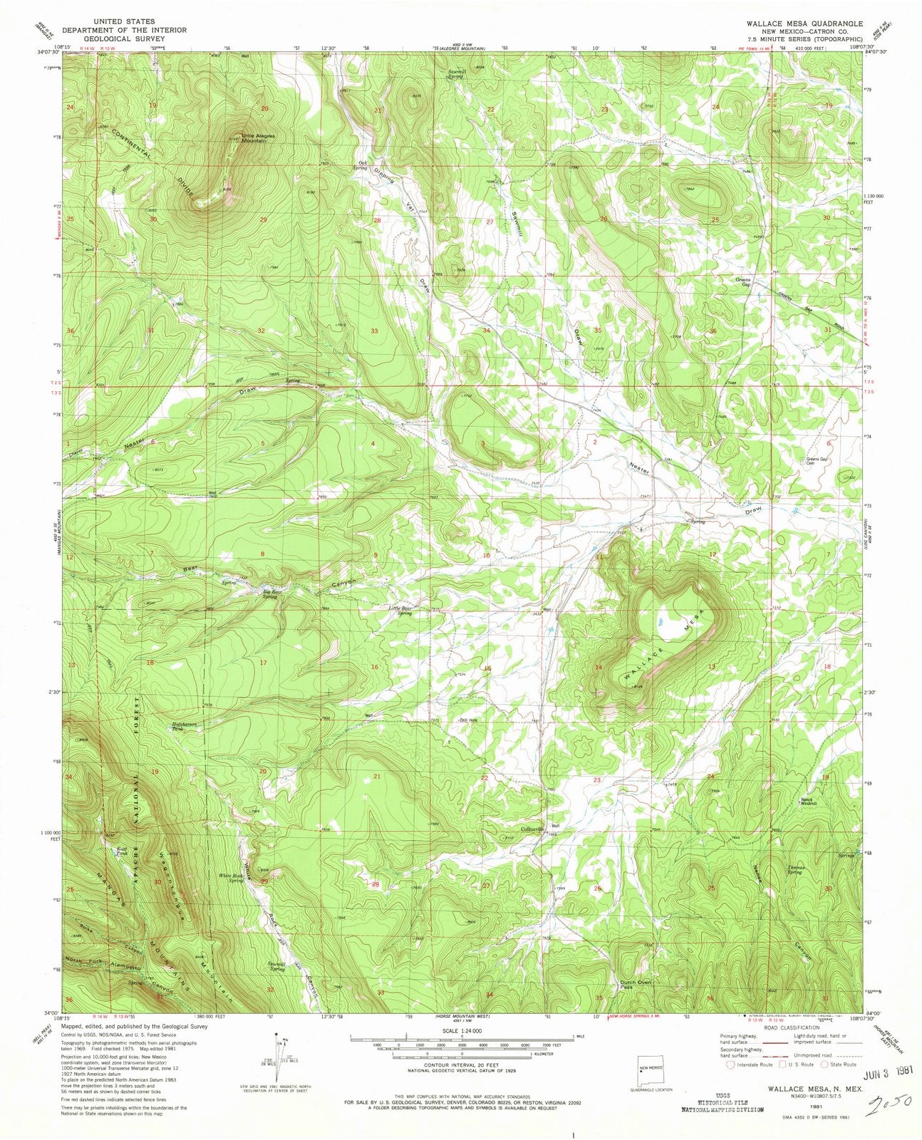 1981 Wallace Mesa, NM - New Mexico - USGS Topographic Map