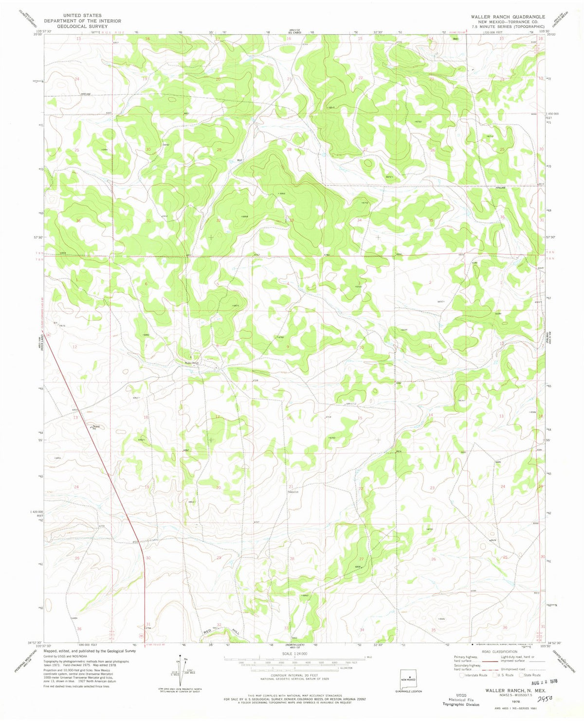 1978 Waller Ranch, NM - New Mexico - USGS Topographic Map