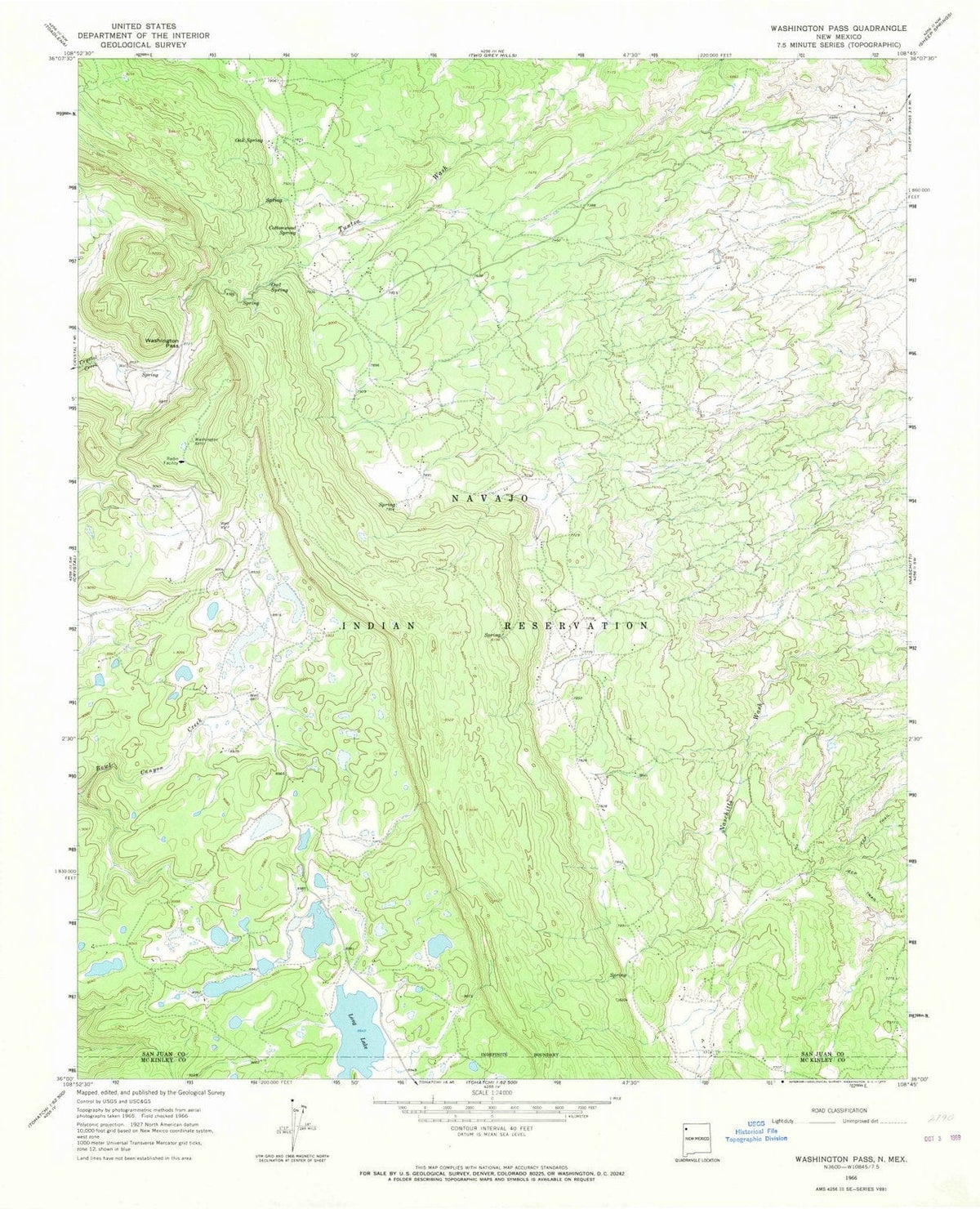1966 Washington Pass, NM - New Mexico - USGS Topographic Map