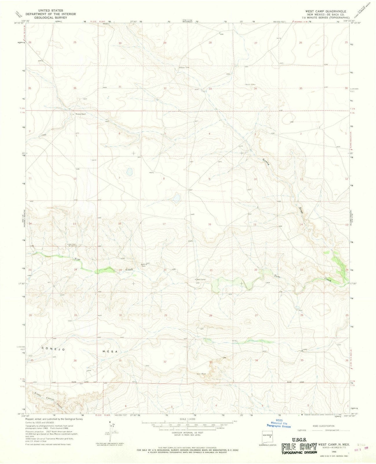 1966 West Camp, NM - New Mexico - USGS Topographic Map