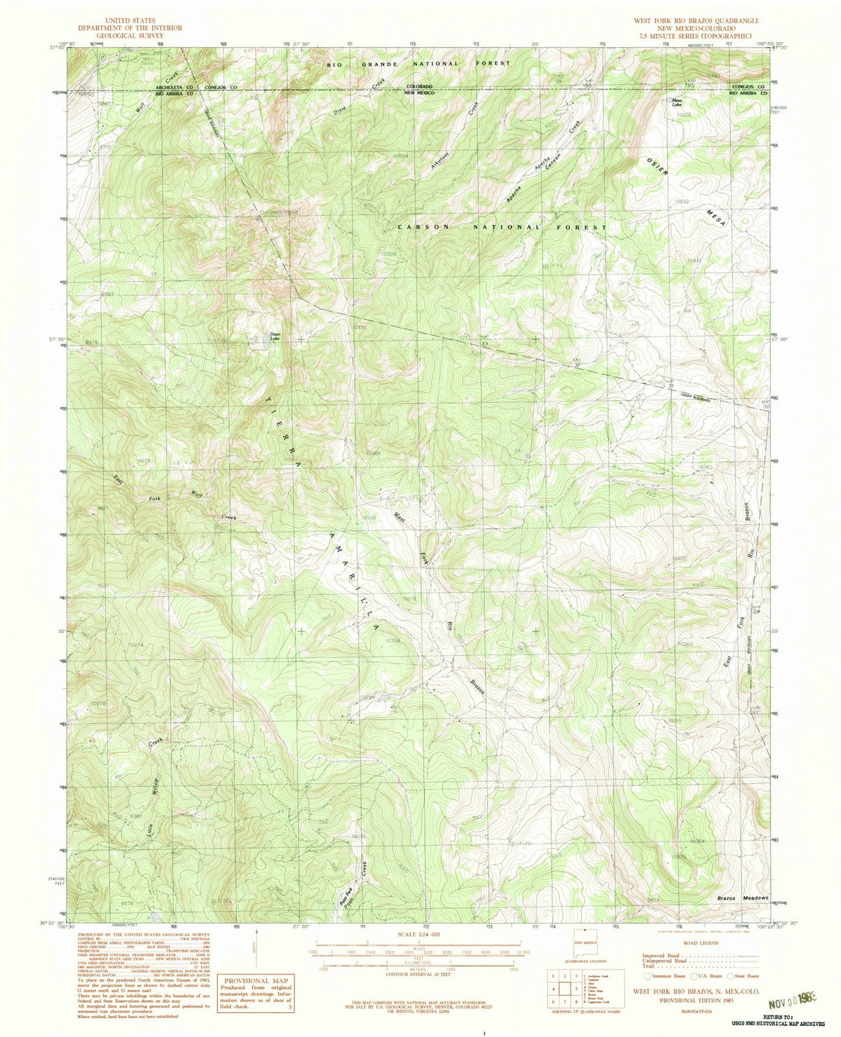 1983 West Fork Rio Brazos, NM - New Mexico - USGS Topographic Map