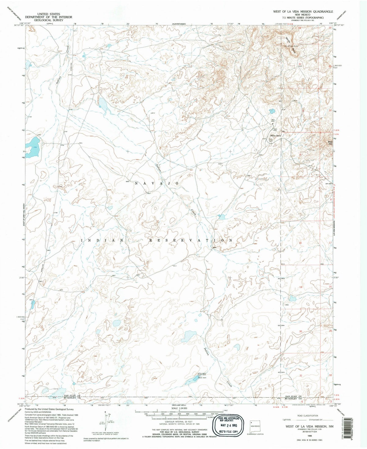 1966 West of La Vida Mission, NM - New Mexico - USGS Topographic Map