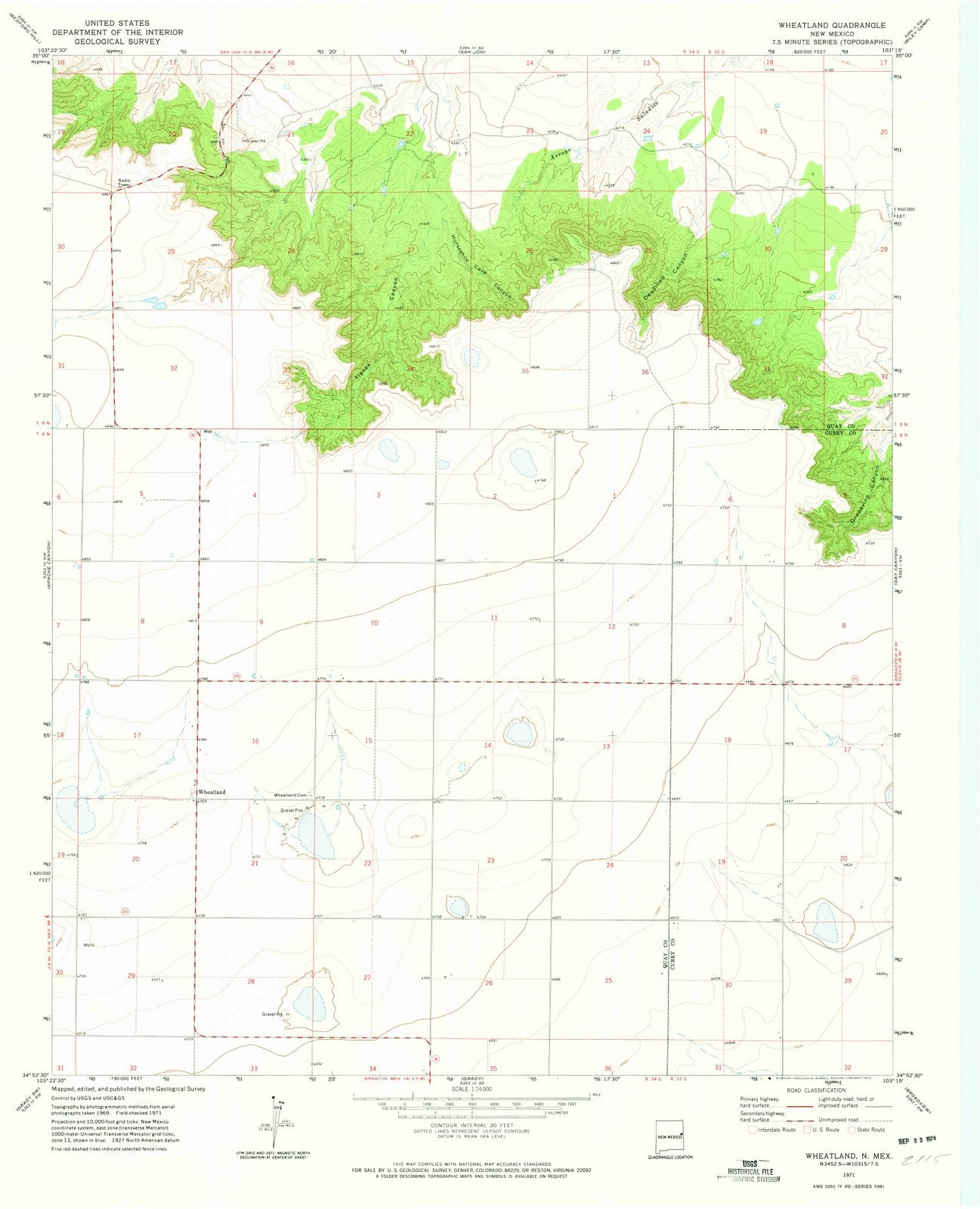 1971 Wheatland, NM - New Mexico - USGS Topographic Map