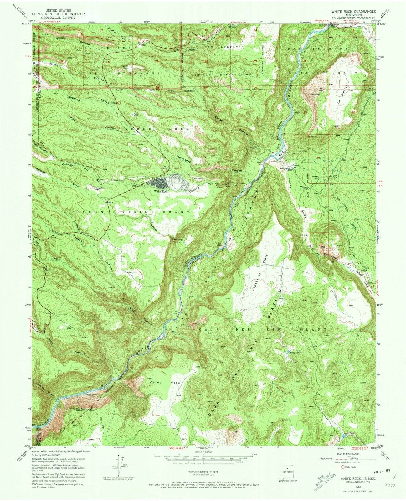 1952 White Rock, NM - New Mexico - USGS Topographic Map