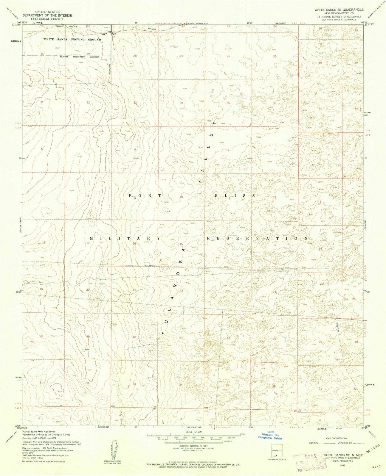 1955 White Sands, NM - New Mexico - USGS Topographic Map v2