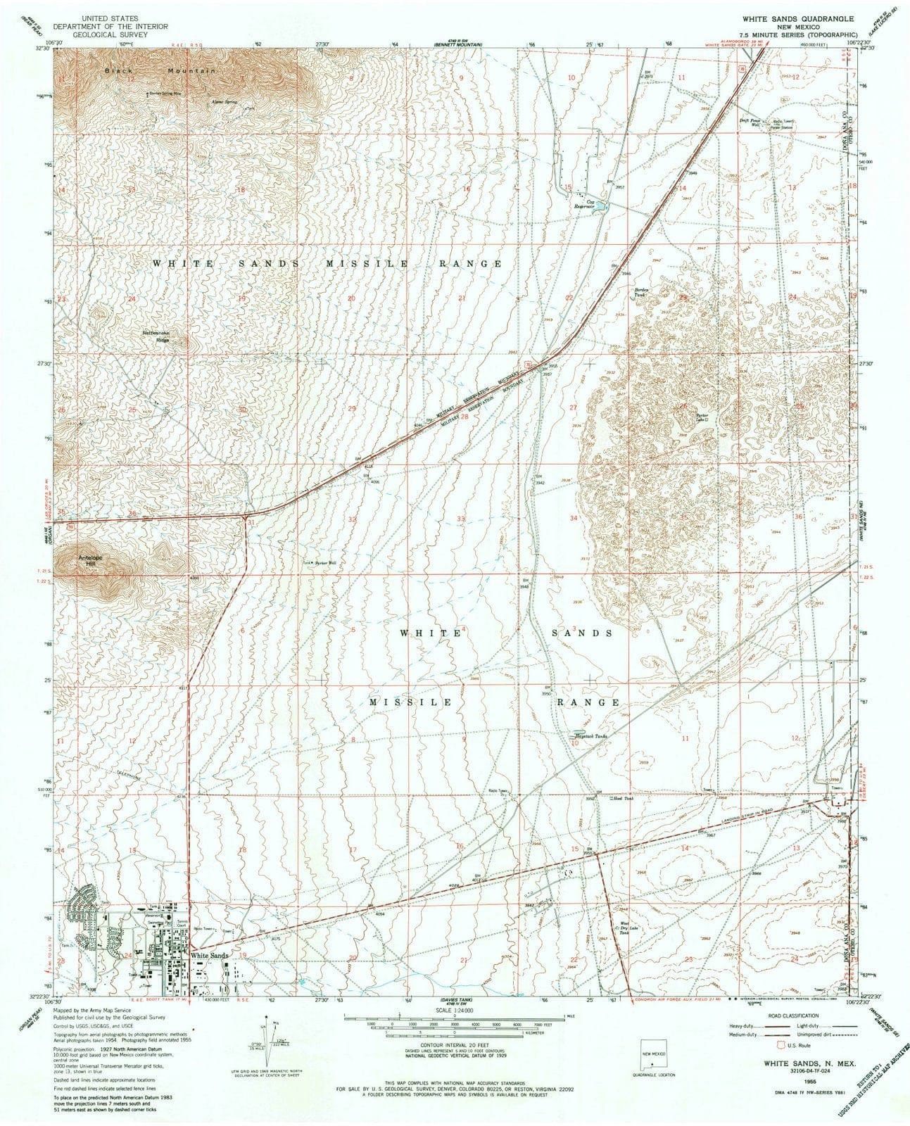 1955 White Sands, NM - New Mexico - USGS Topographic Map v3