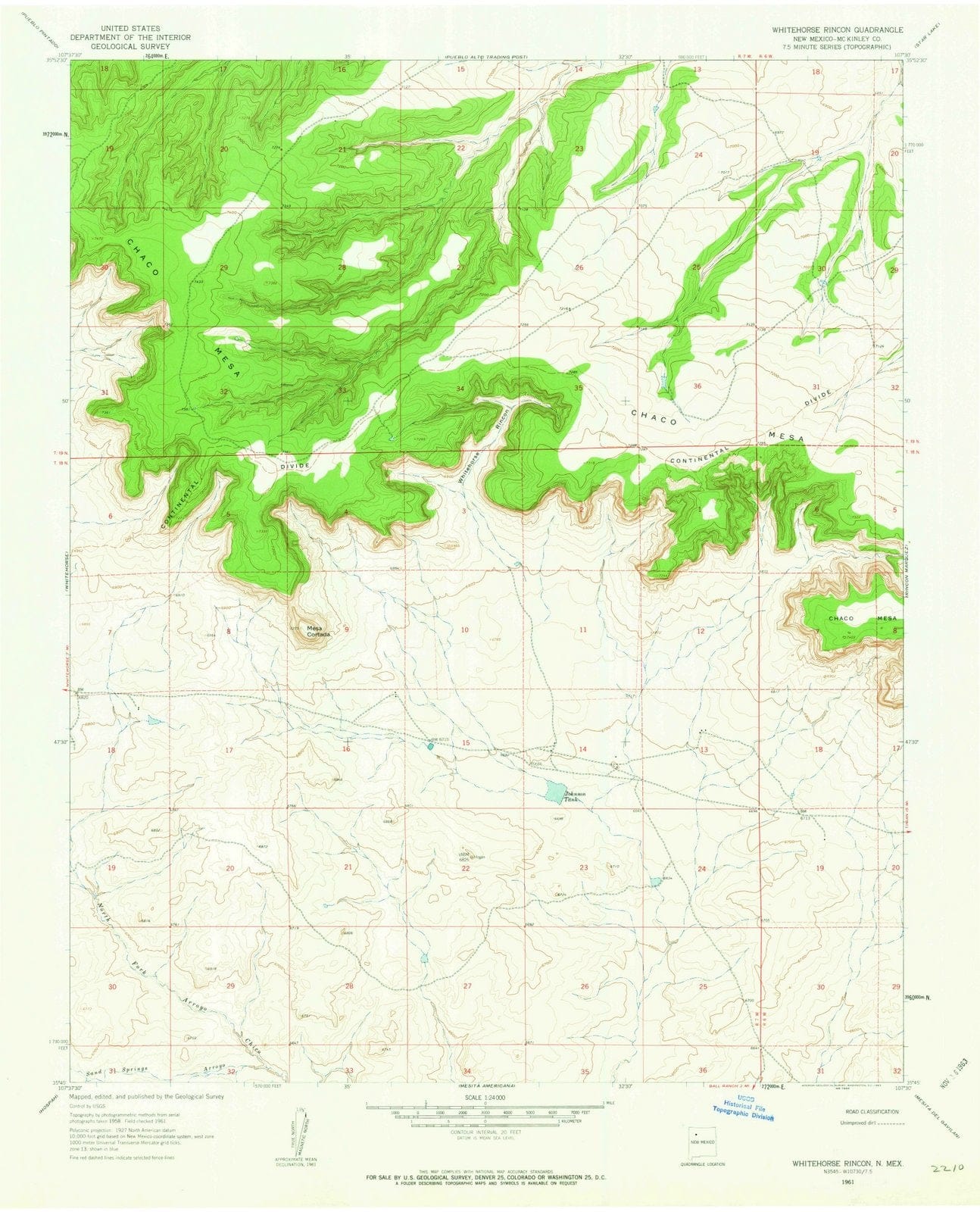 1961 Whitehorse Rincon, NM - New Mexico - USGS Topographic Map