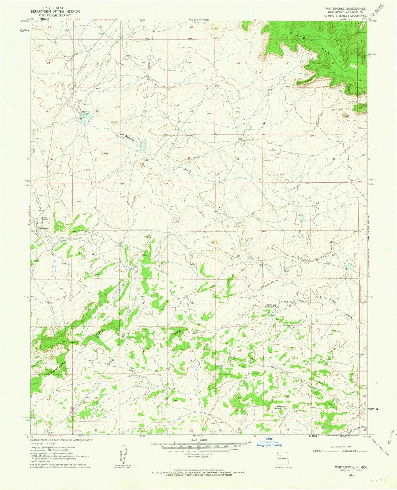 1961 Whitehorse, NM - New Mexico - USGS Topographic Map