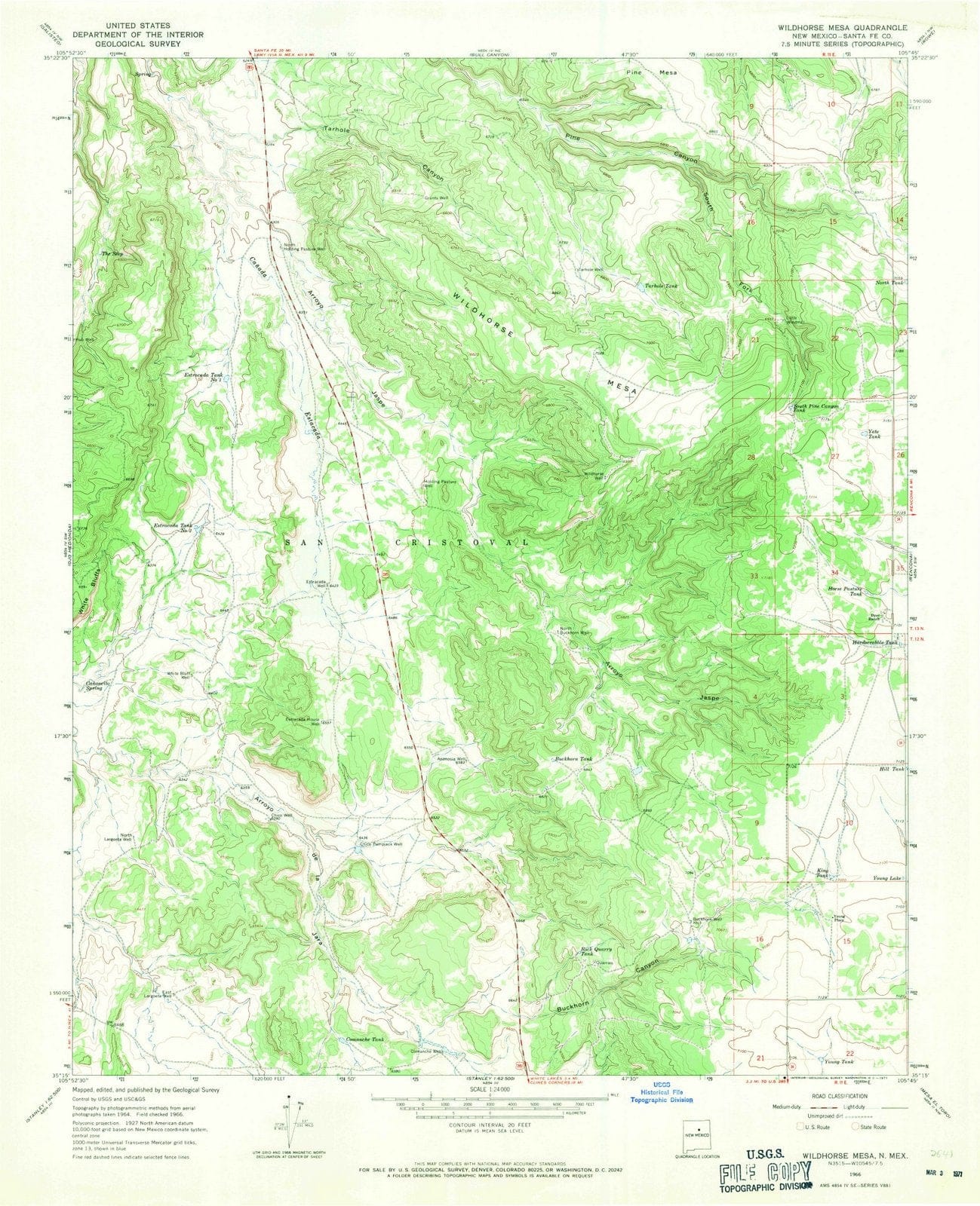 1966 Wildhorse Mesa, NM - New Mexico - USGS Topographic Map