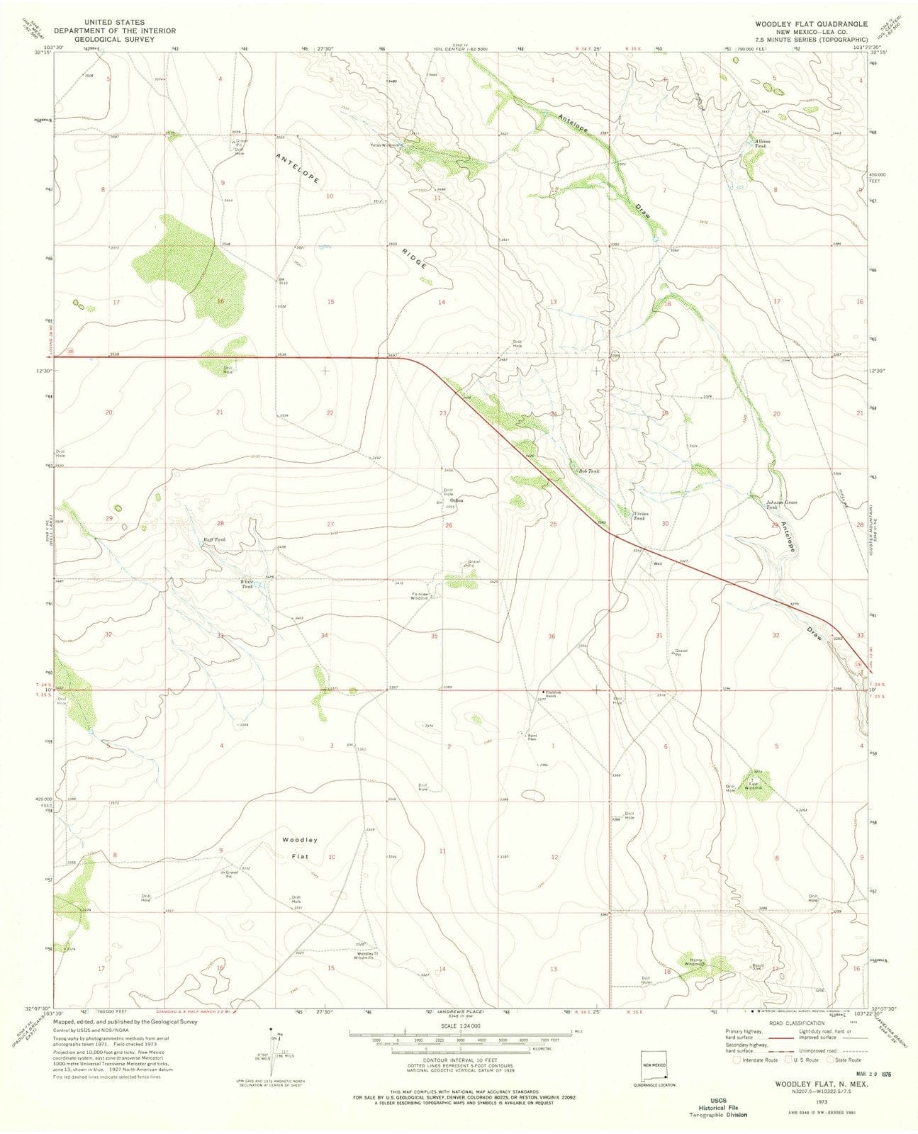 1973 Woodley Flat, NM - New Mexico - USGS Topographic Map