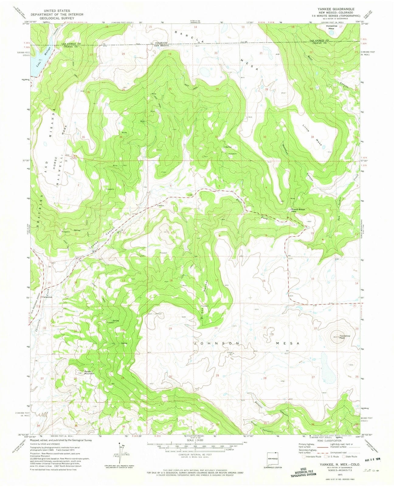 1971 Yankee, NM - New Mexico - USGS Topographic Map