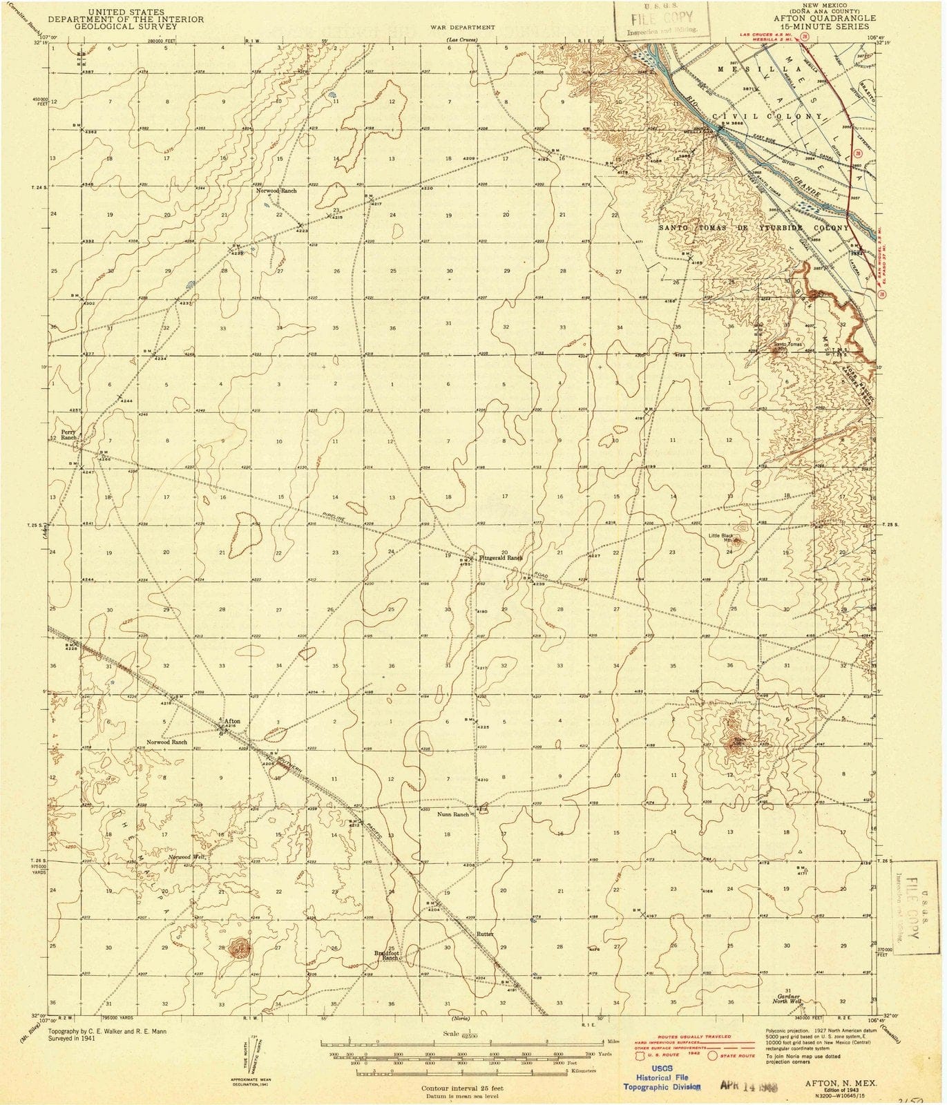 1943 Afton, NM - New Mexico - USGS Topographic Map