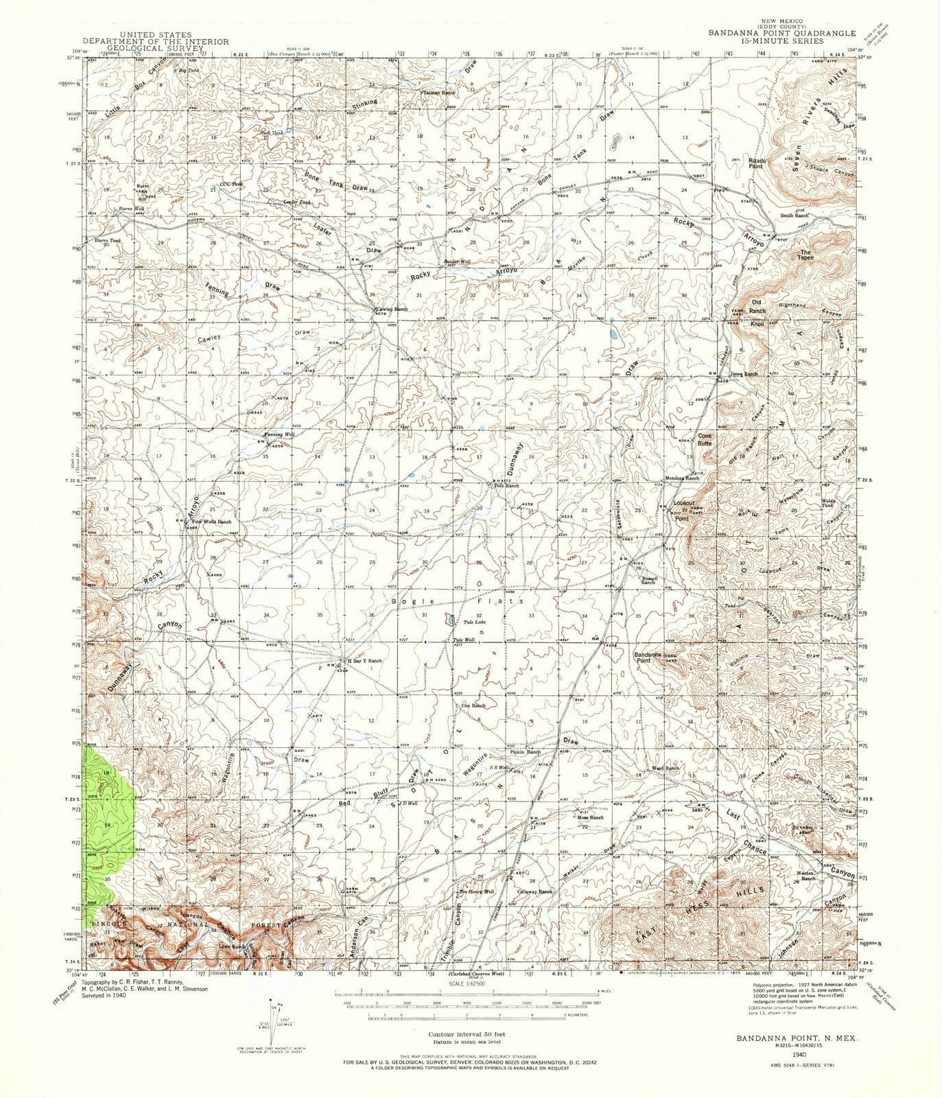 1940 Bandanna Point, NM - New Mexico - USGS Topographic Map