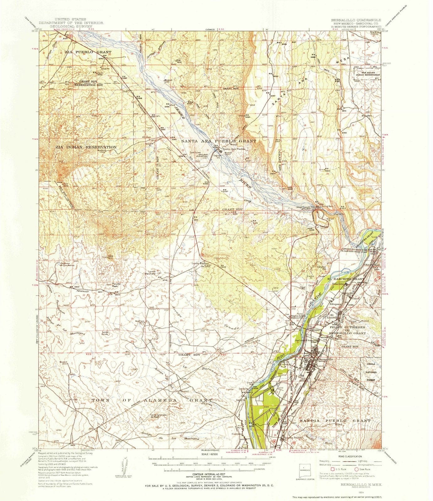 1954 Bernalillo, NM - New Mexico - USGS Topographic Map v2