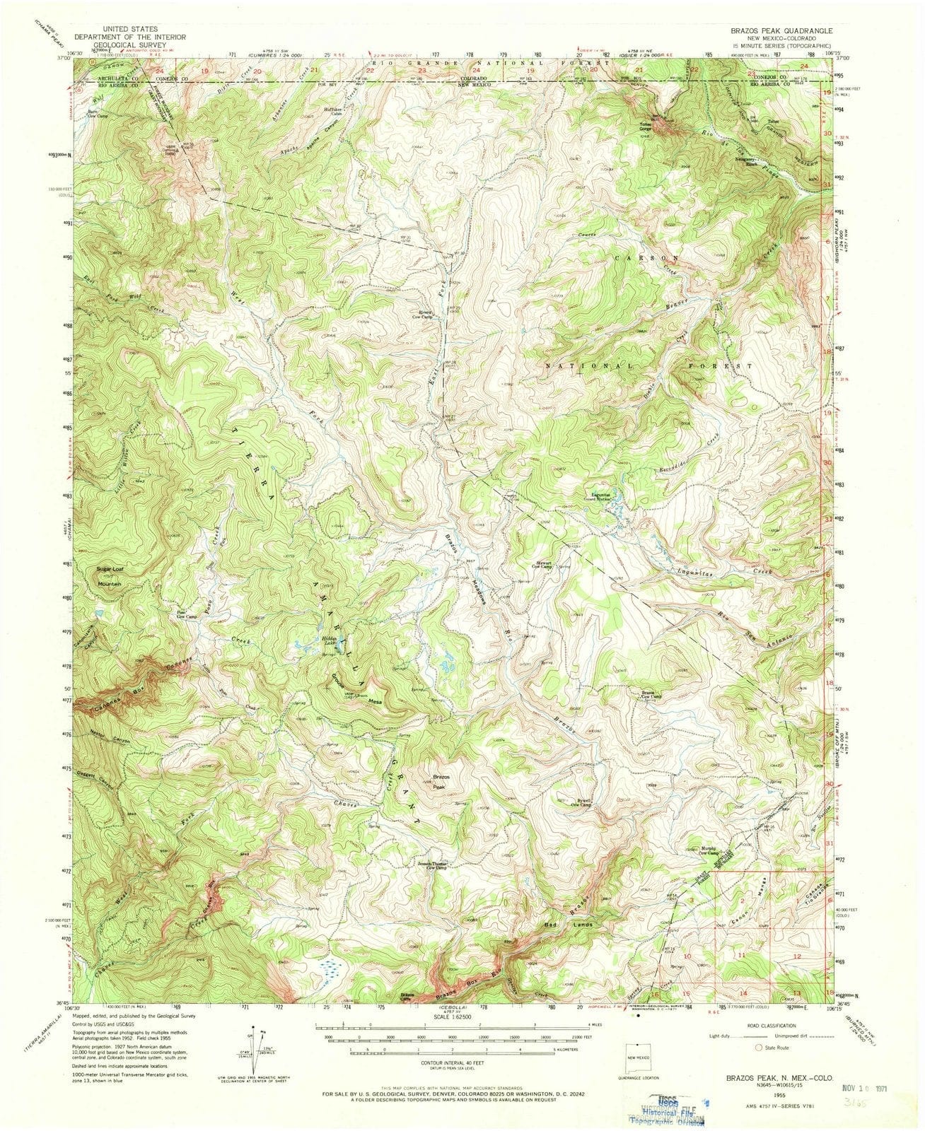1955 Brazos Peak, NM - New Mexico - USGS Topographic Map