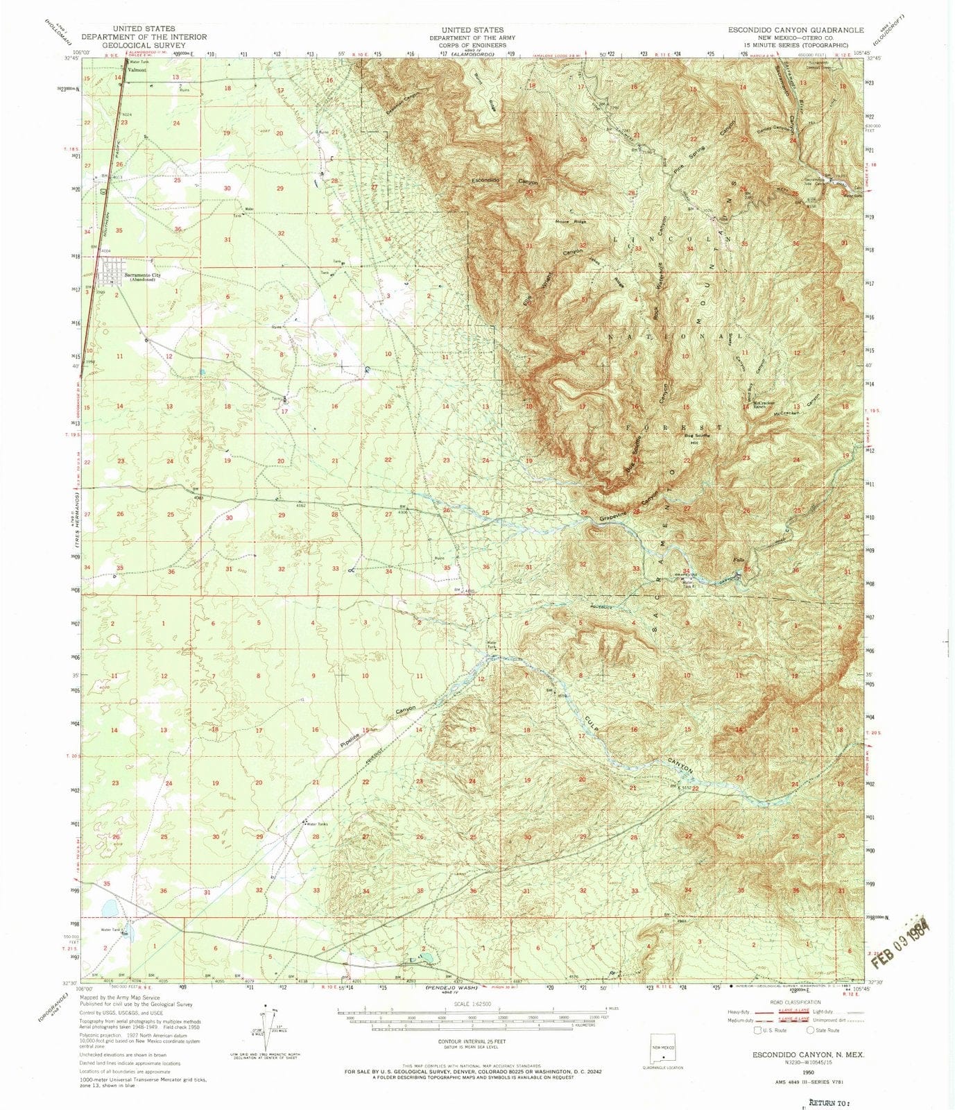 1950 Escondido Canyon, NM - New Mexico - USGS Topographic Map